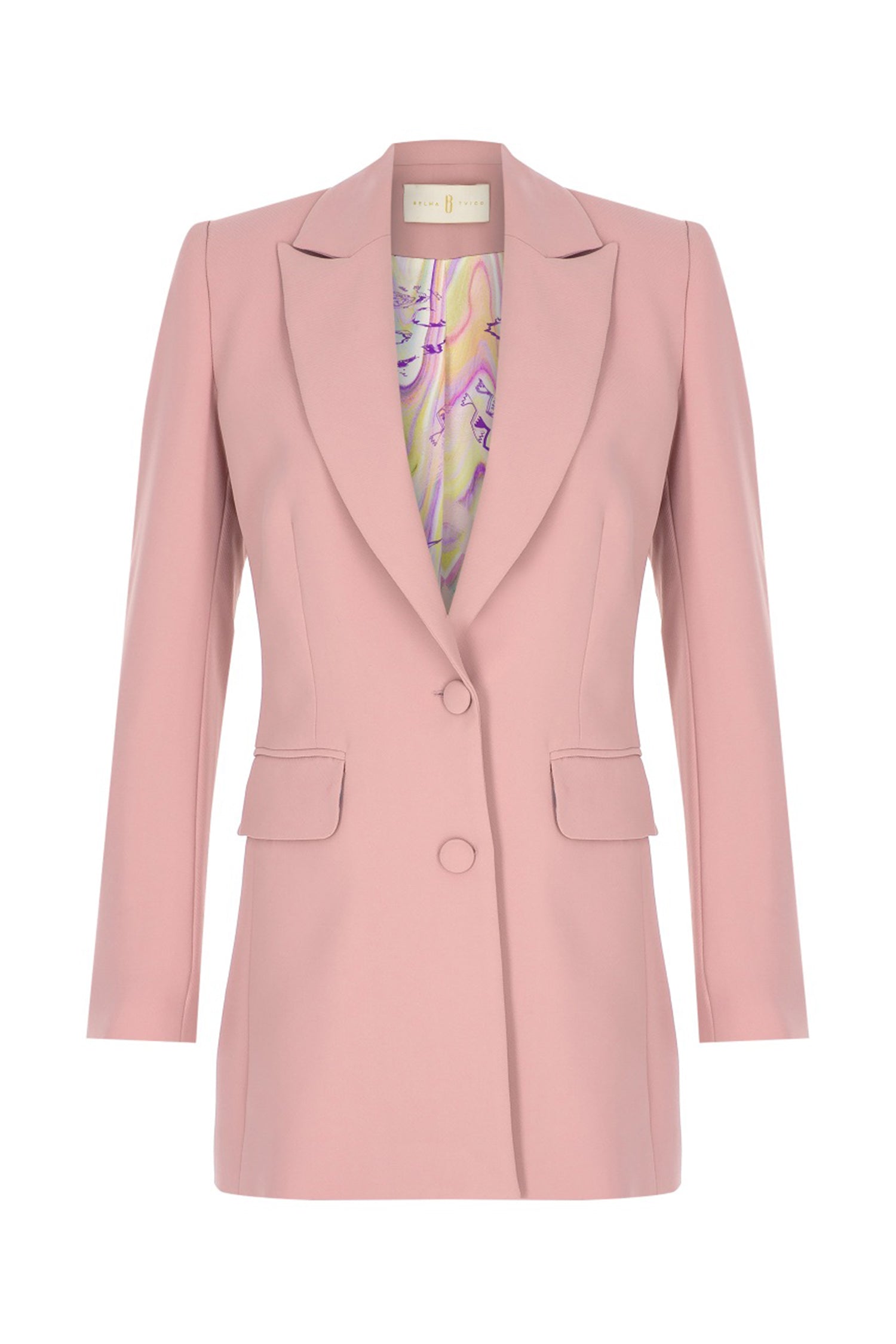 Mauve Pink Fitted Hip Length Blazer