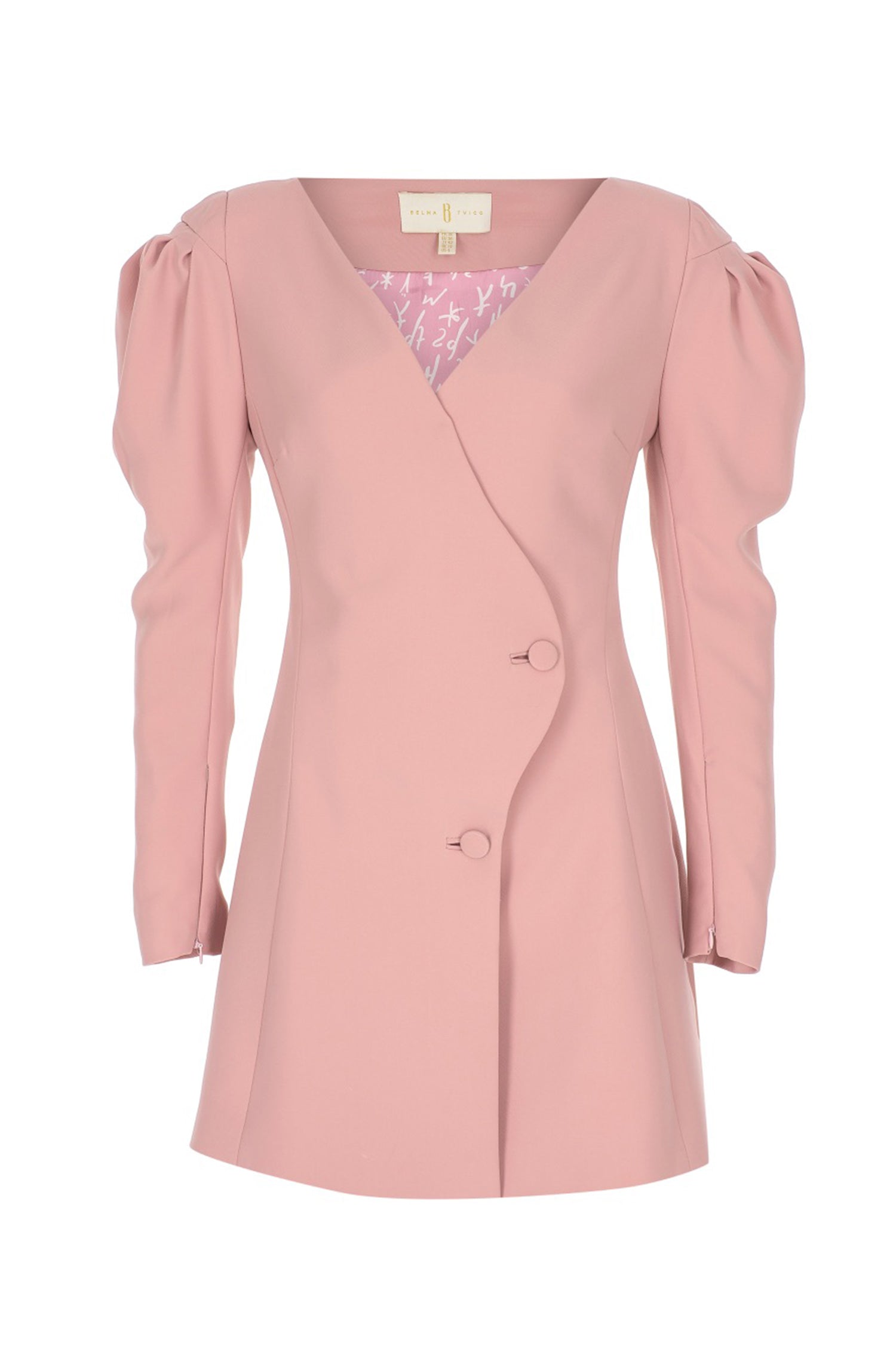 Mauve Pink Mini Puff-sleeved Dress
