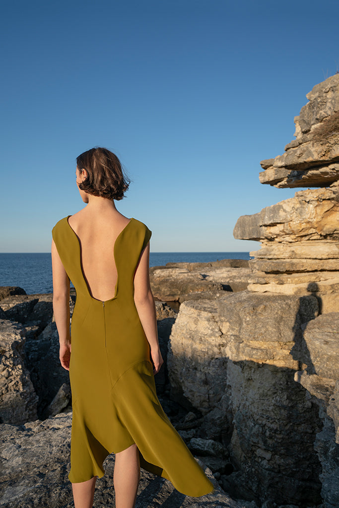 Moss Green Backless Summer Dress Belma Tvico Moss Green Backless Summer Dress Belma Tvico