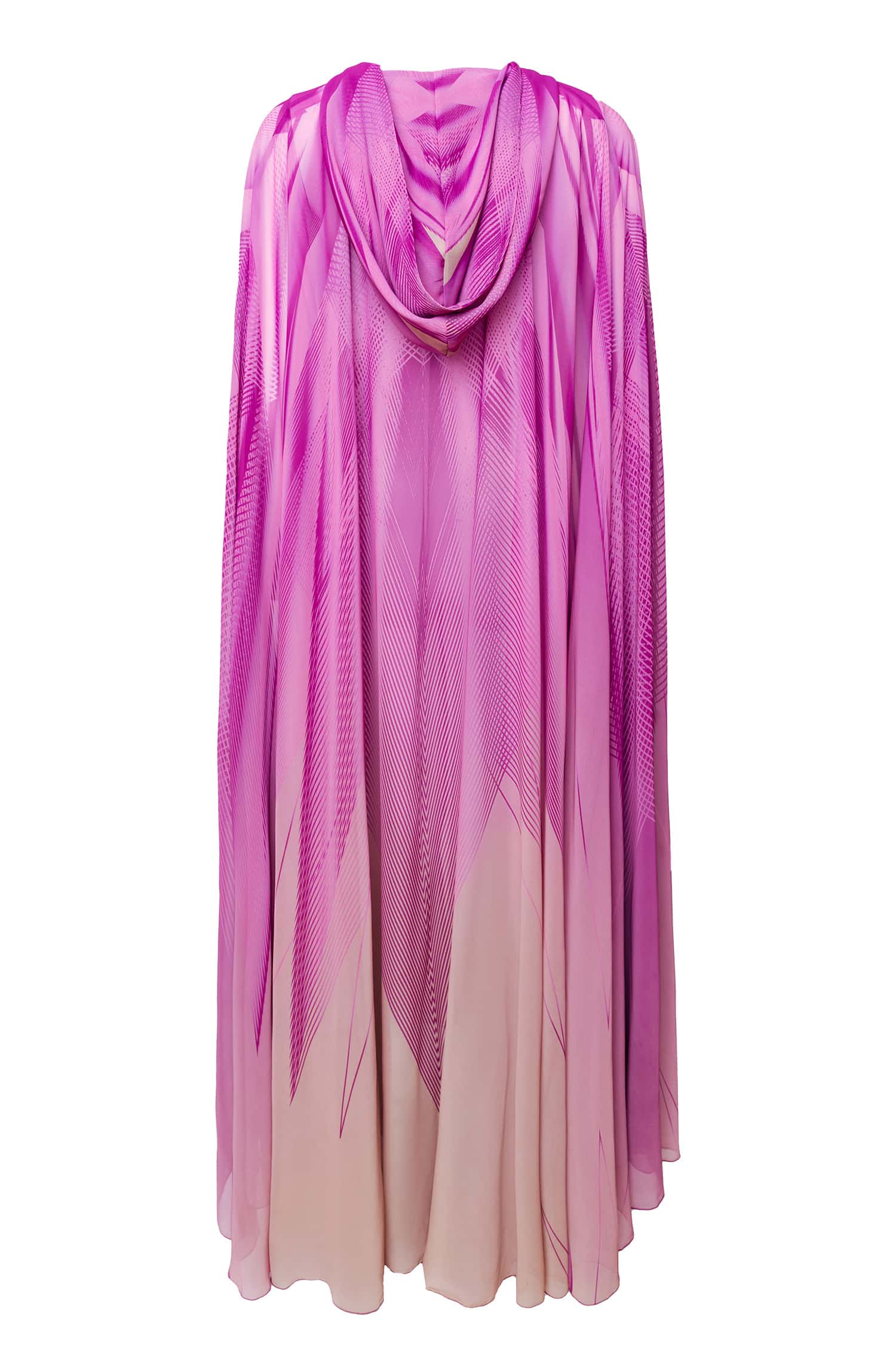 Multicolor Custom Pictoris Print Hooded Abaya Cape
