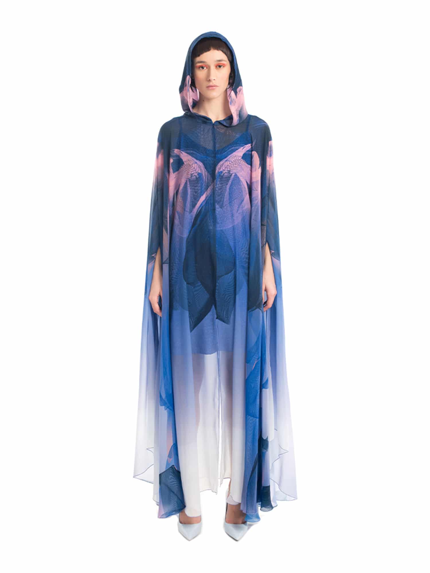 Multicolor Printed Chiffon Nile Abaya Cape