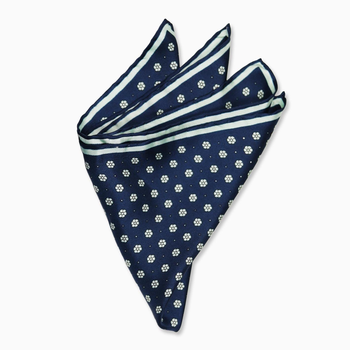 Navy Light Green Vijećnica Flower Tie Pocket Square Set
