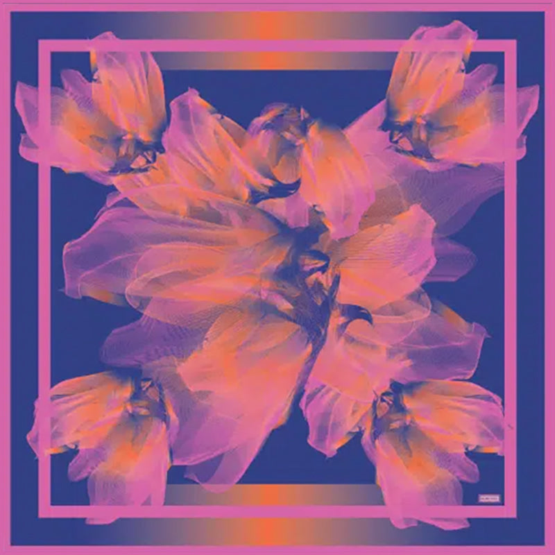 Violet Orange Pink Medusae Printed Silk Scarf