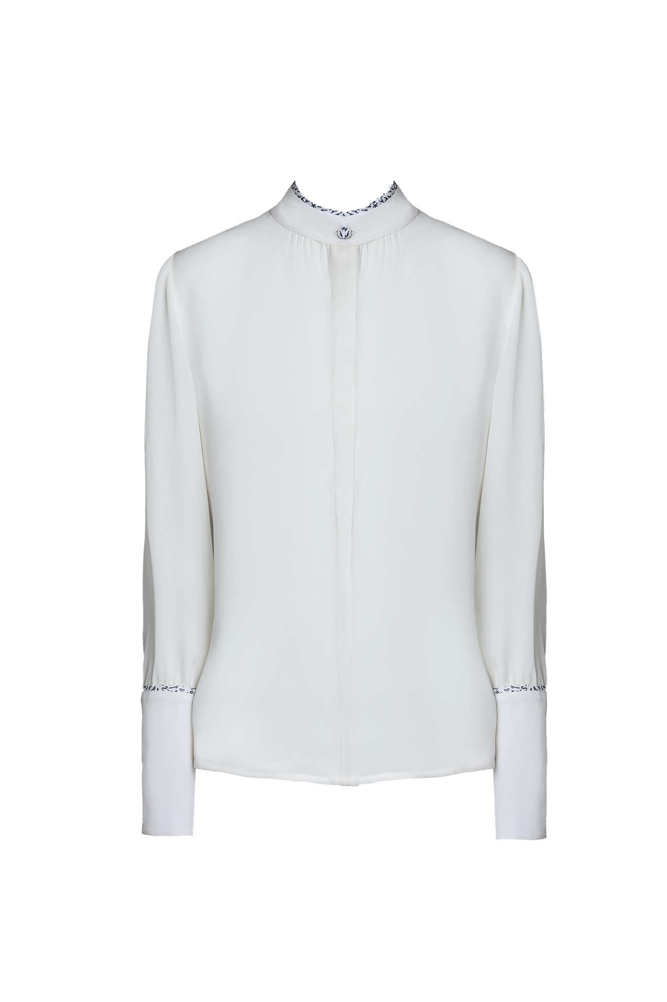 Off White Crepe De Chine Silk Shirt