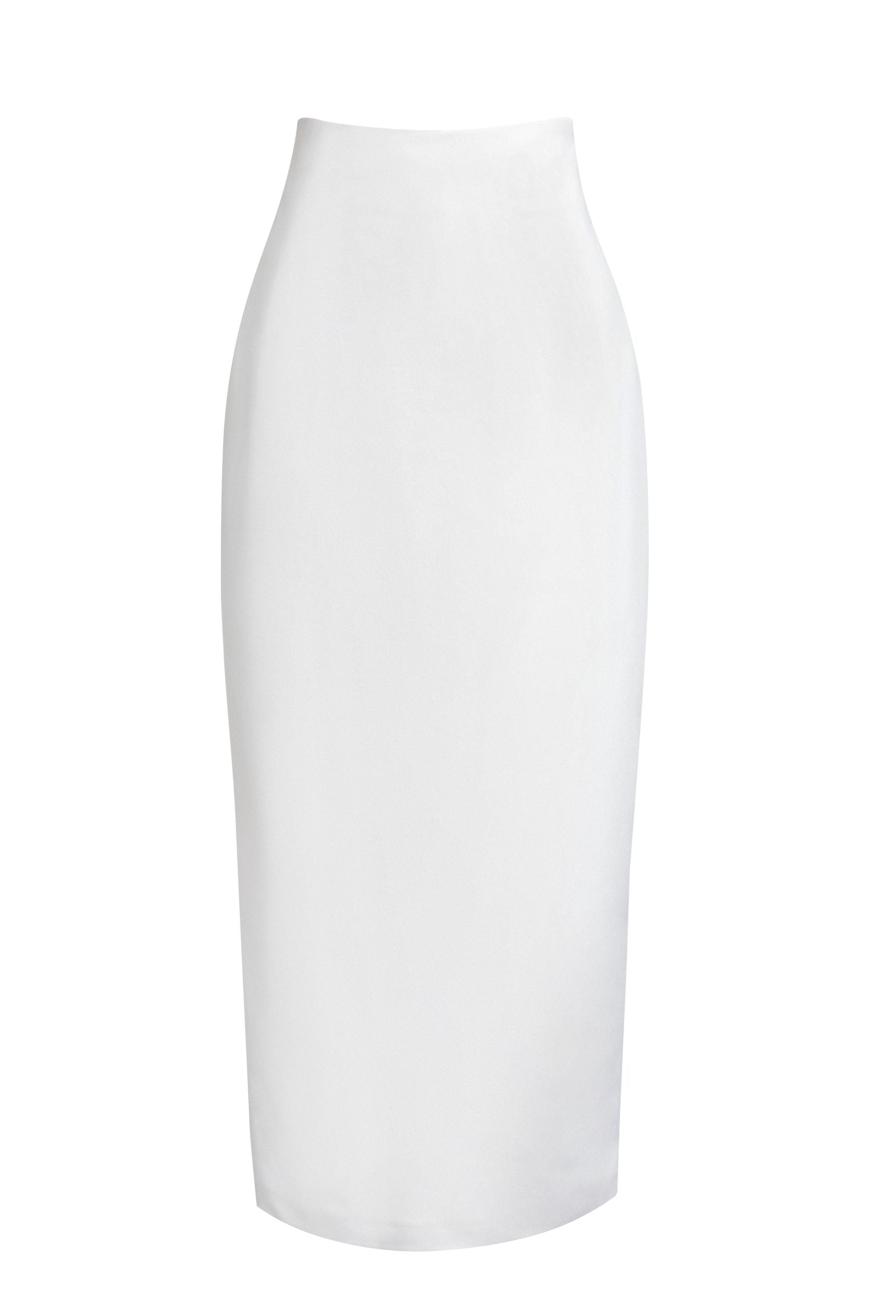 Off White Crepe Maxi Pencil Skirt