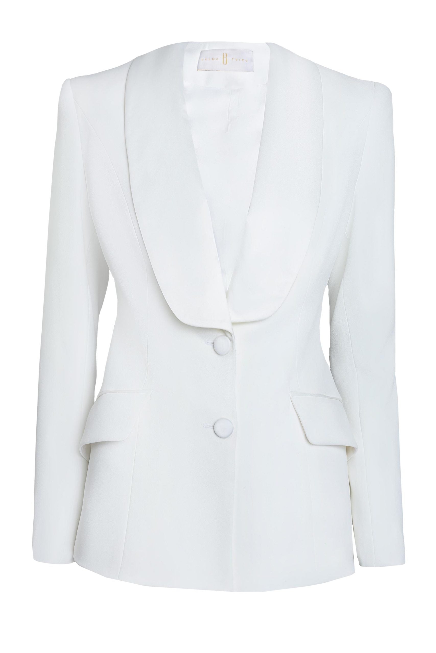 Off White Wide Shawl Collar Tuxedo Blazer