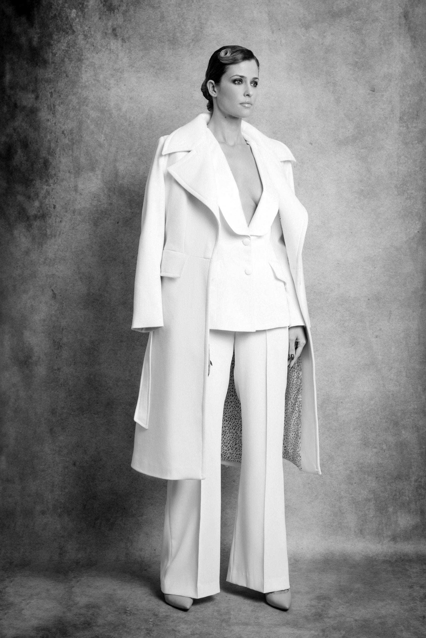 Off White Wide Shawl Collar Tuxedo Blazer