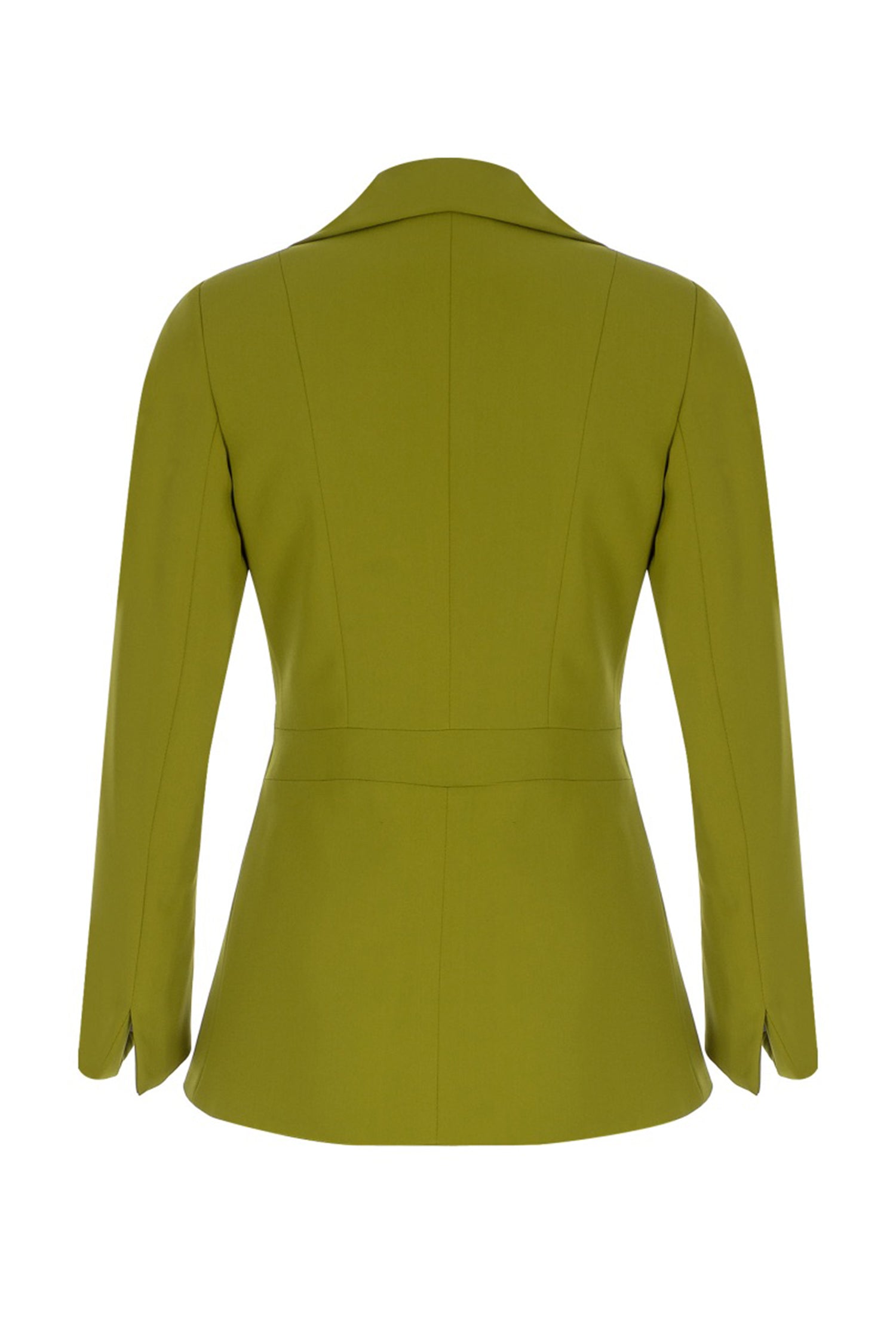 Olive Green Crepe Notch Lapel Blazer