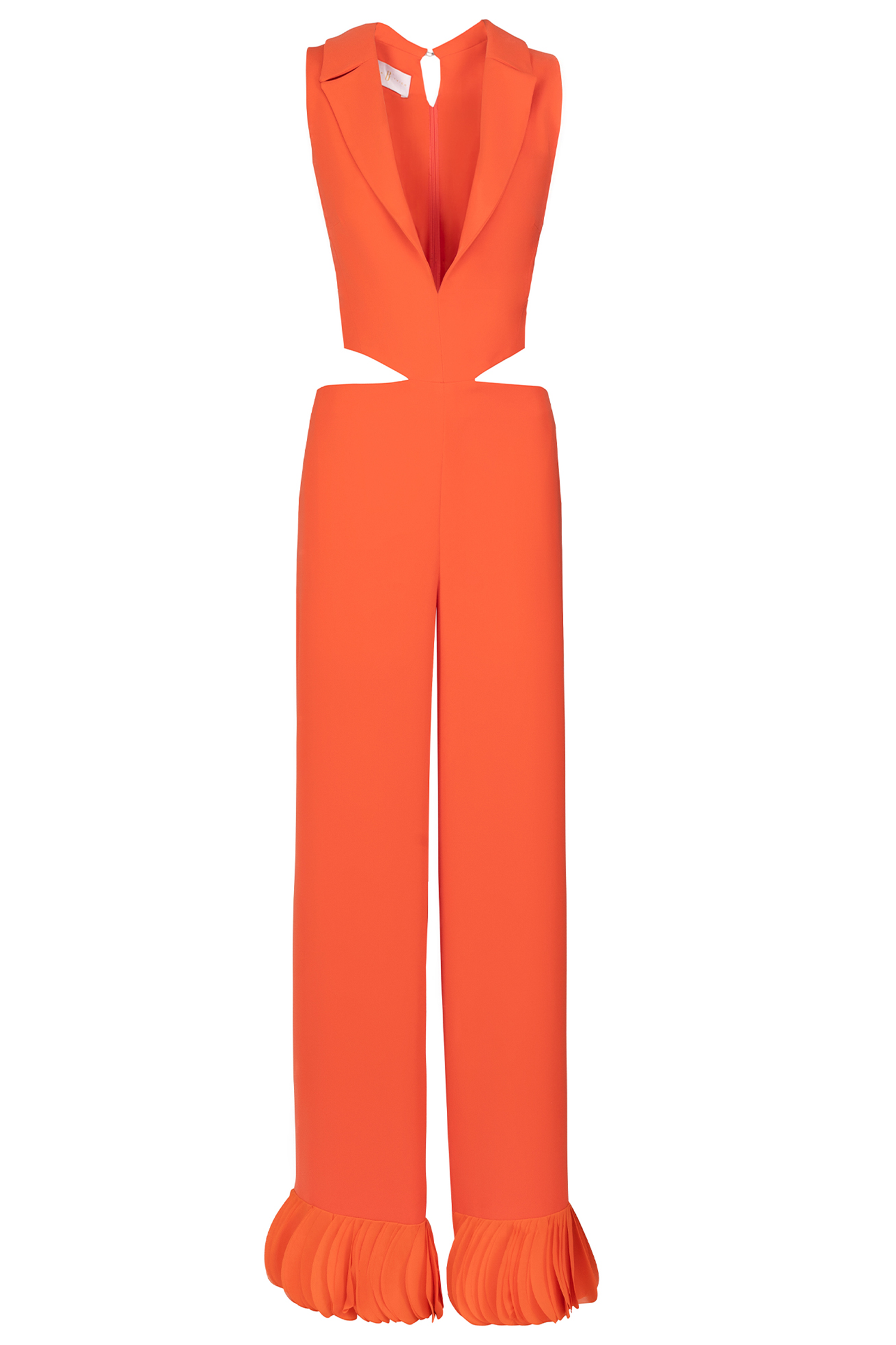 Orange Crepe Cutout Jumpsuit
