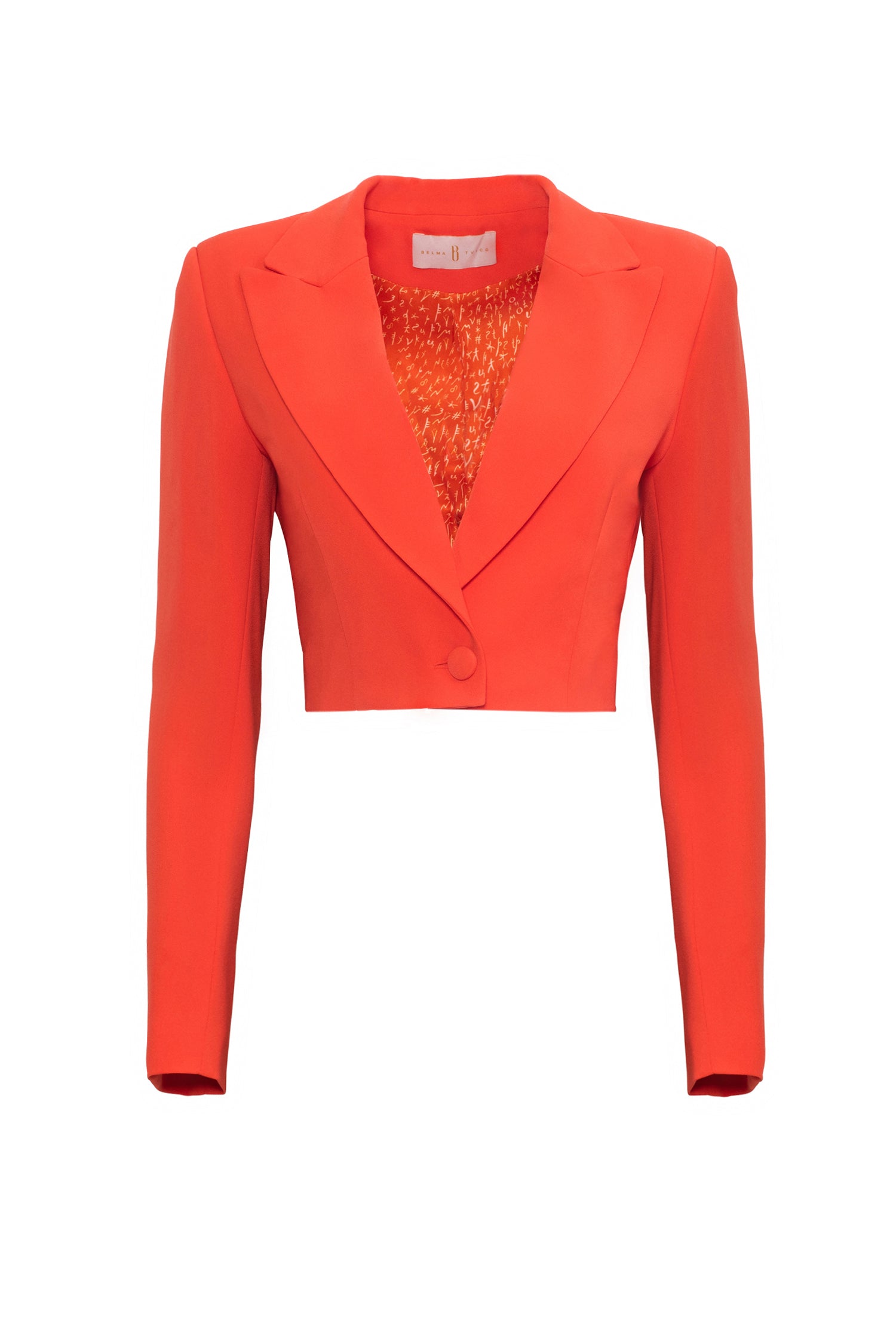 Orange Cropped Crepe Blazer