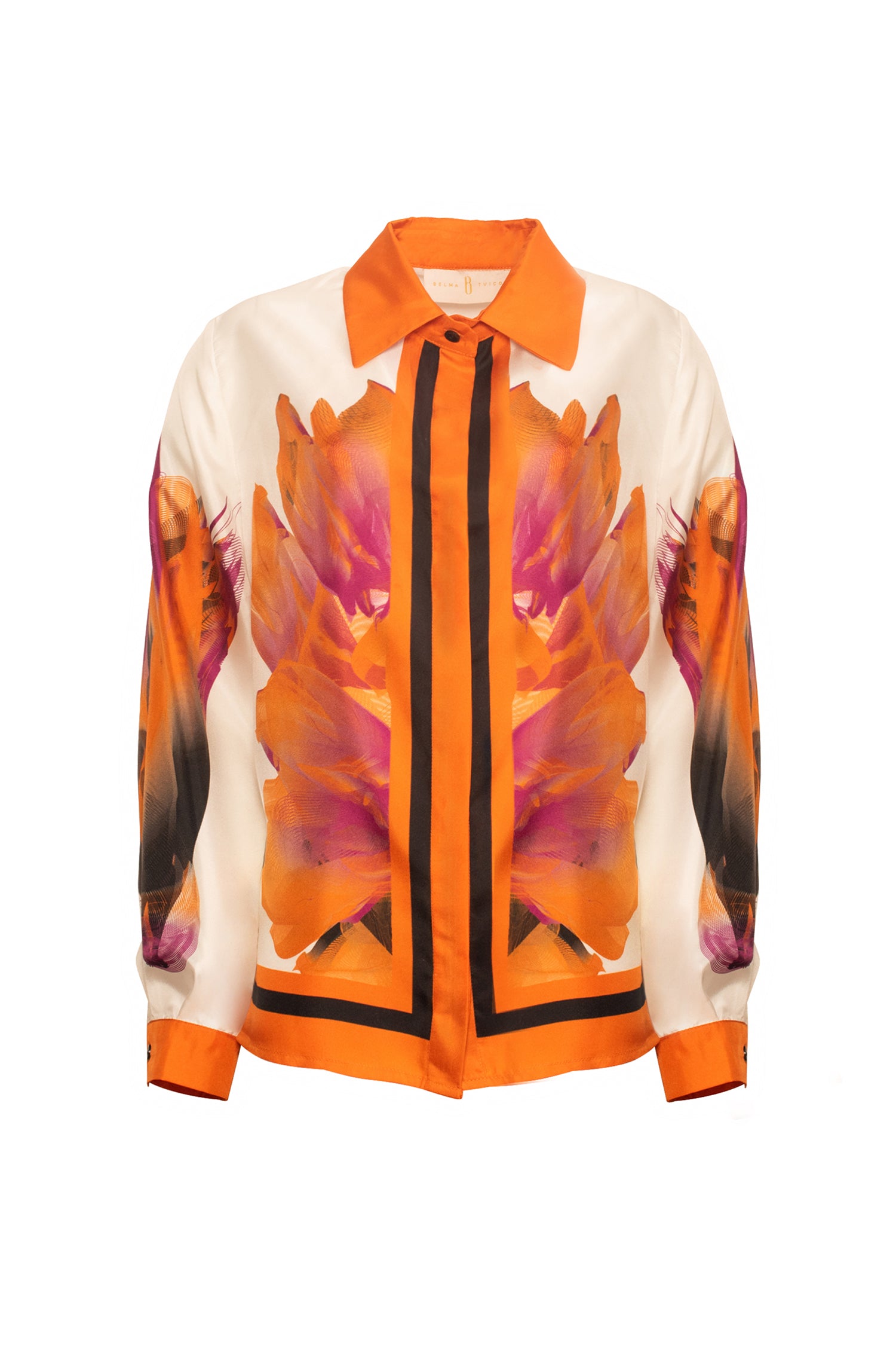 Orange Fuchsia Black Expanding Long Sleeved Shirt