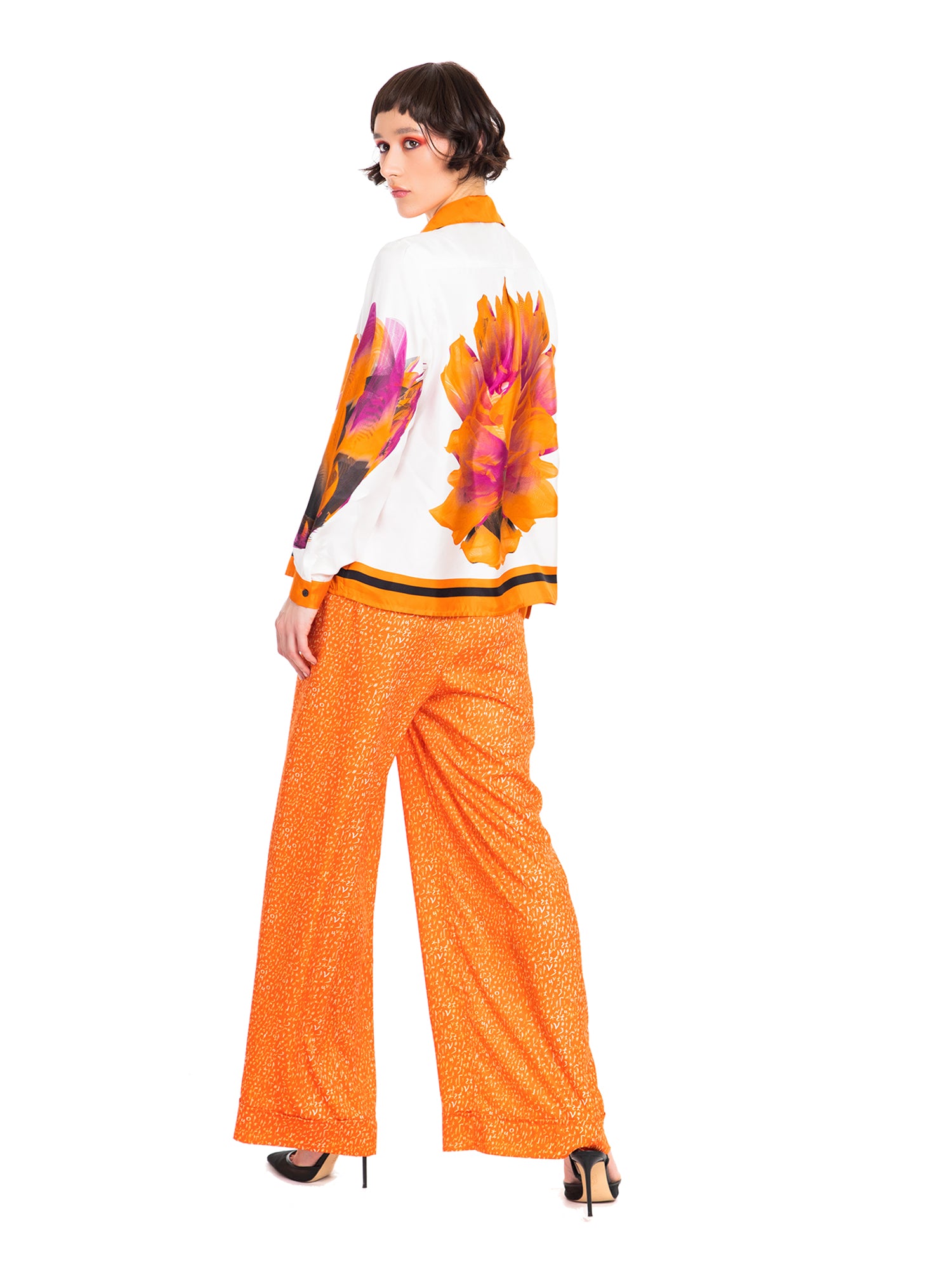 Orange Fuchsia Black Expanding Long Sleeved Shirt