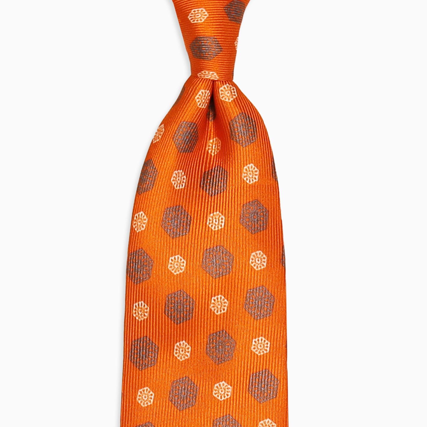 Orange Grey White Vijećnica Tie Pocket Square Set