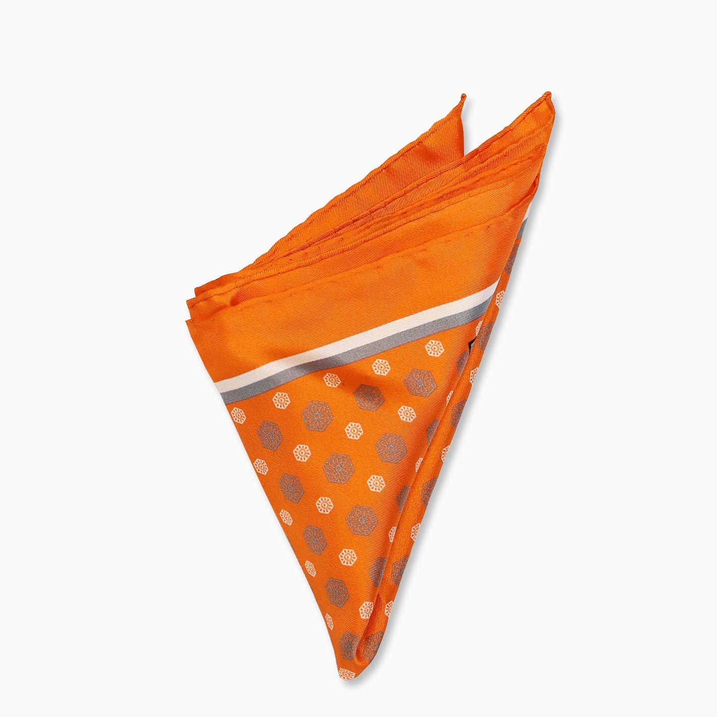 Orange Grey White Vijećnica Tie Pocket Square Set