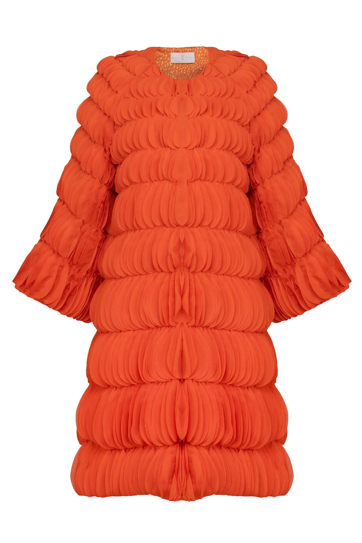 Orange Lasercut Ripple Effect Coat