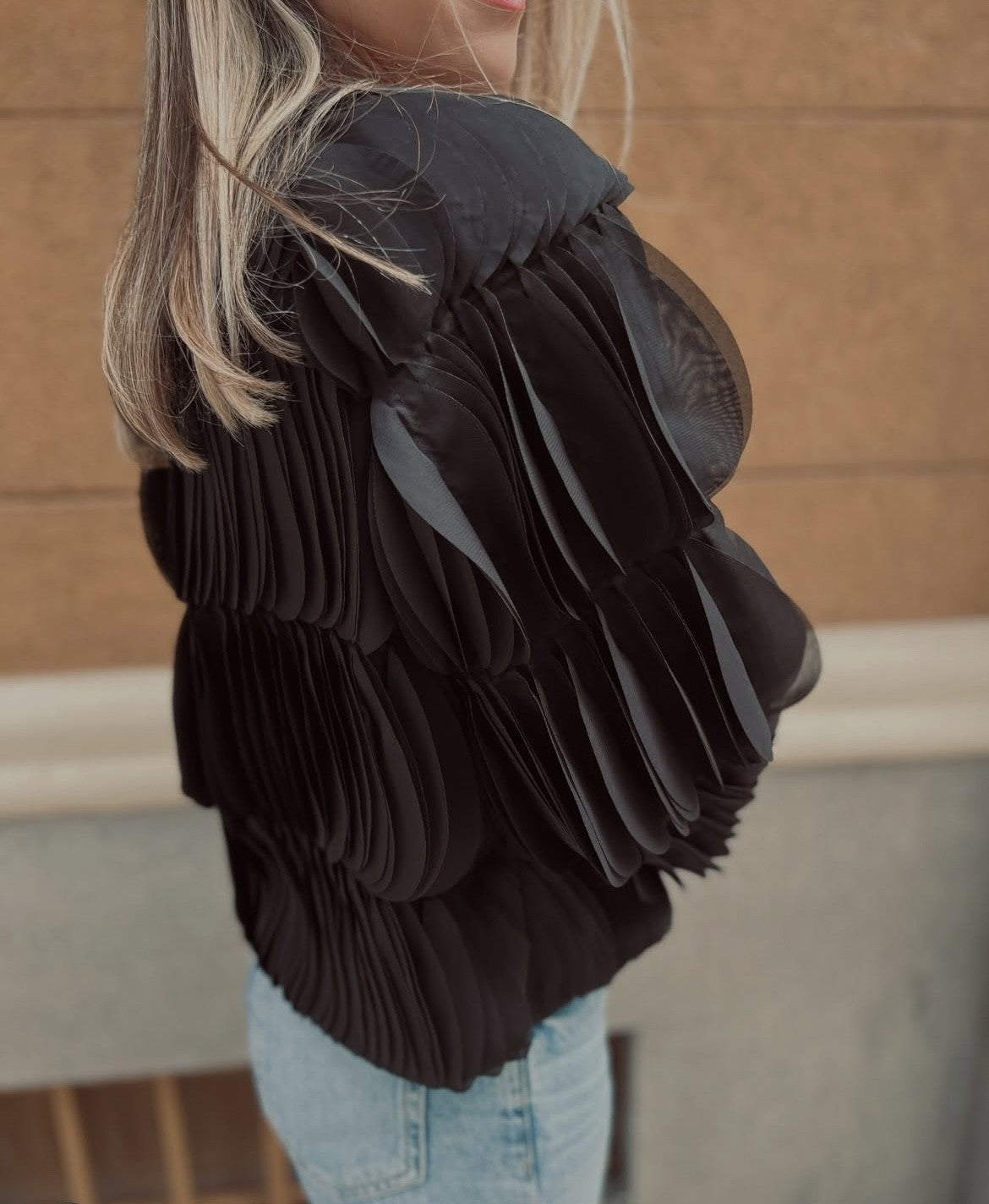 Orange Lasercut Ripple Effect Coat