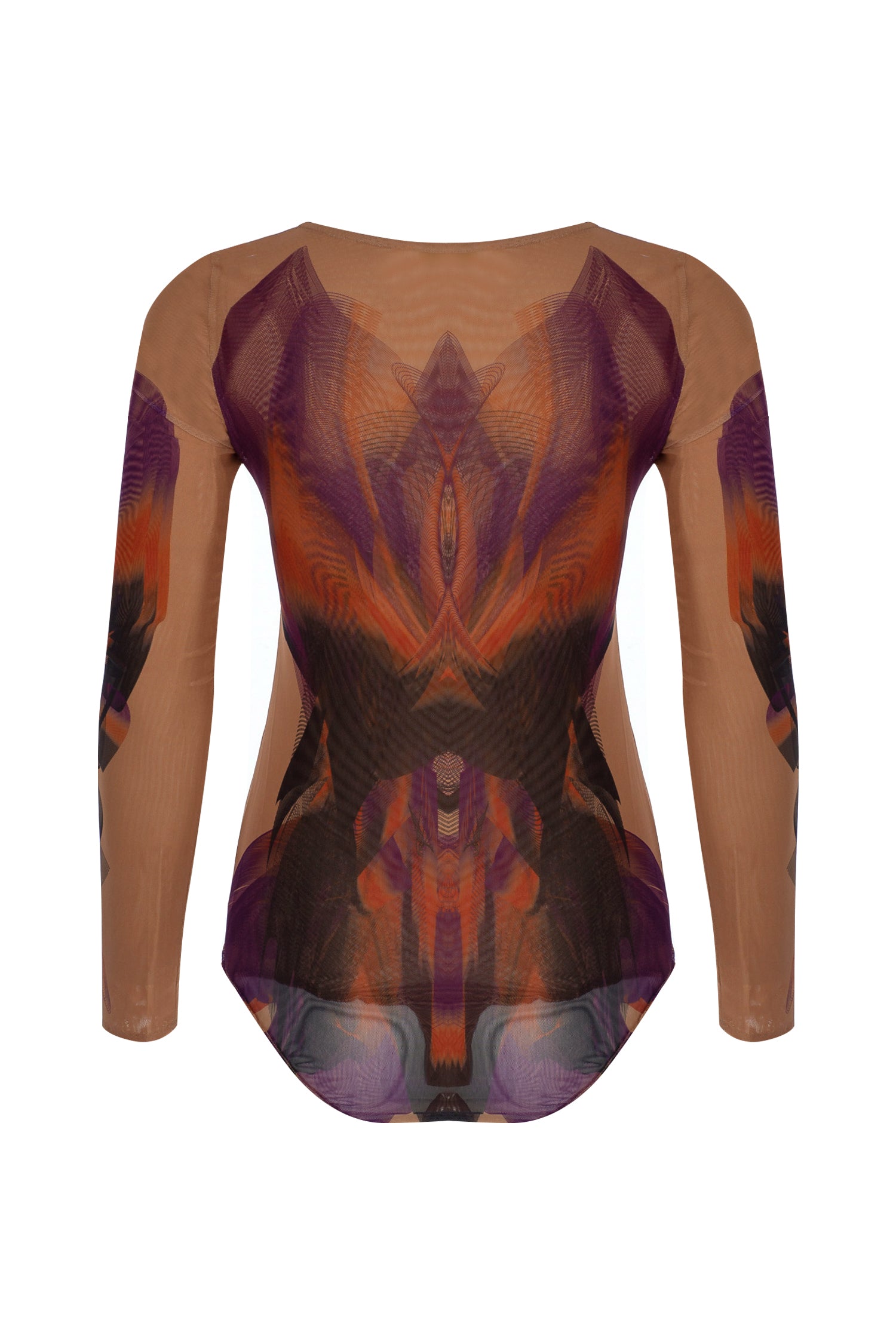 Orange Red Sheer Custom Print Bodysuit