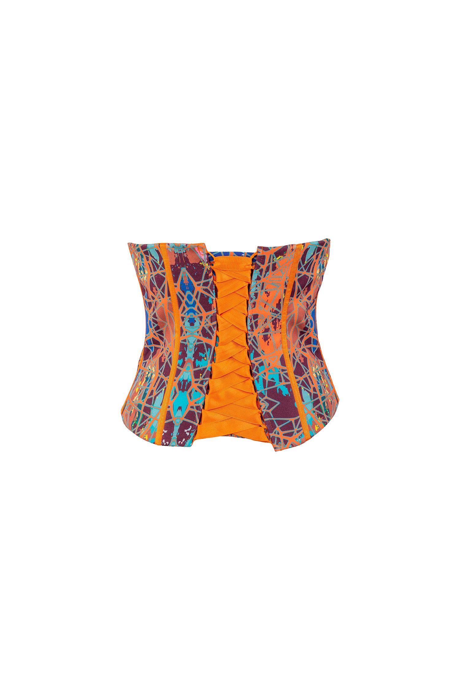 Orange Turquoise Printed Bustier