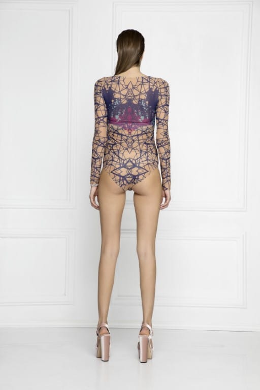 Orange Vibrance Net Print Bodysuit
