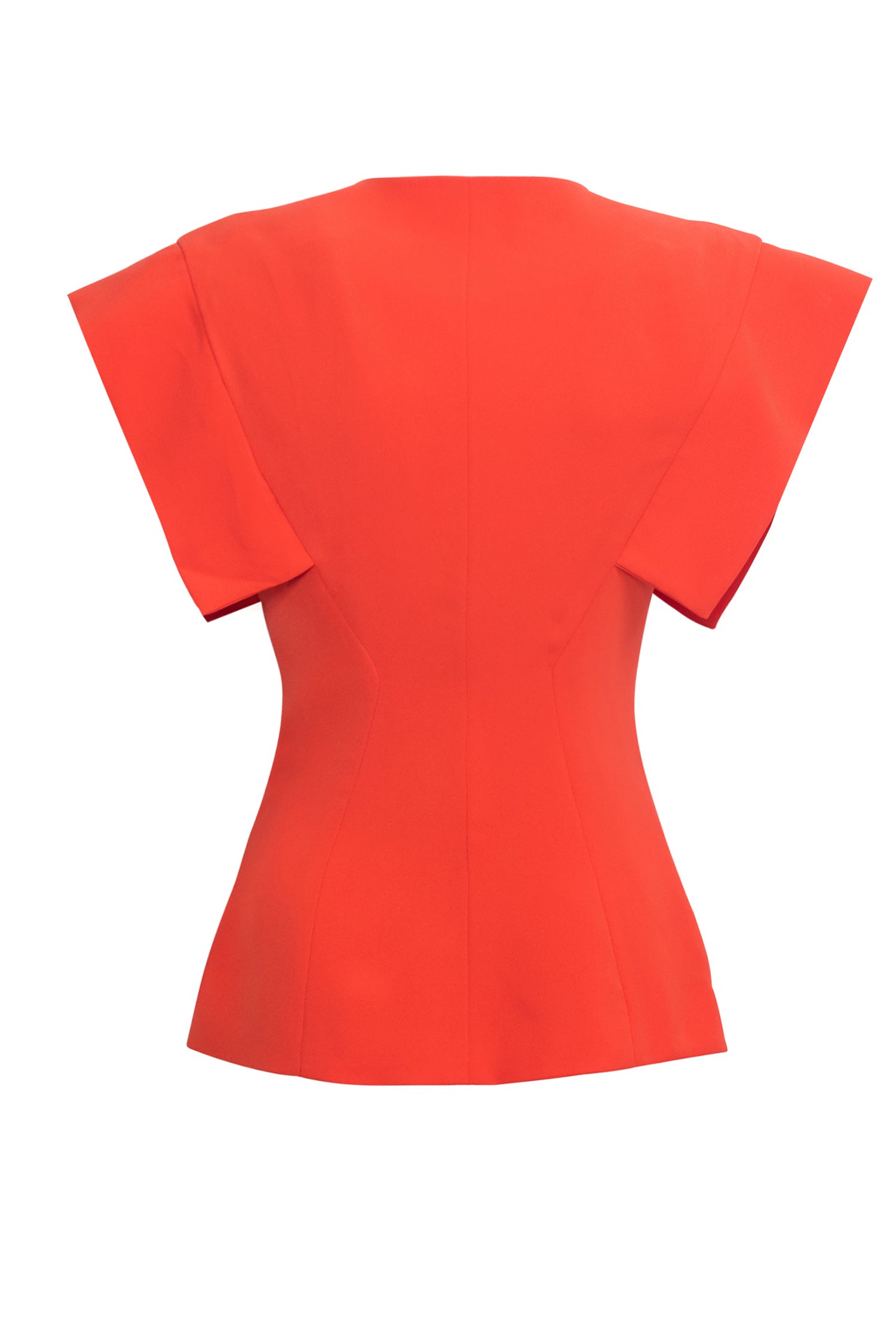 Orange Wide Lapels Short Sleeved Crepe Blazer