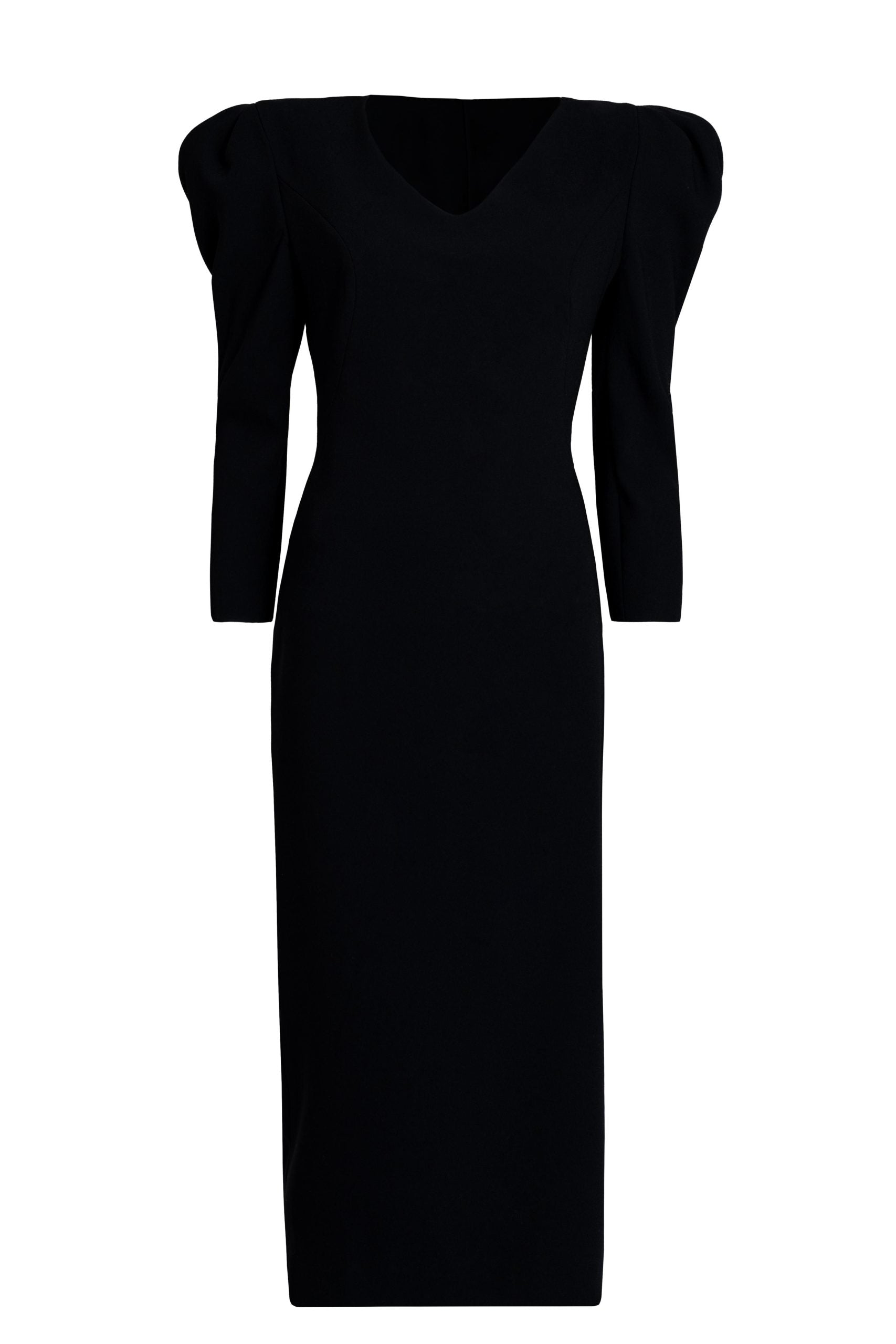 Oversized Shoulder Little Black Dress
