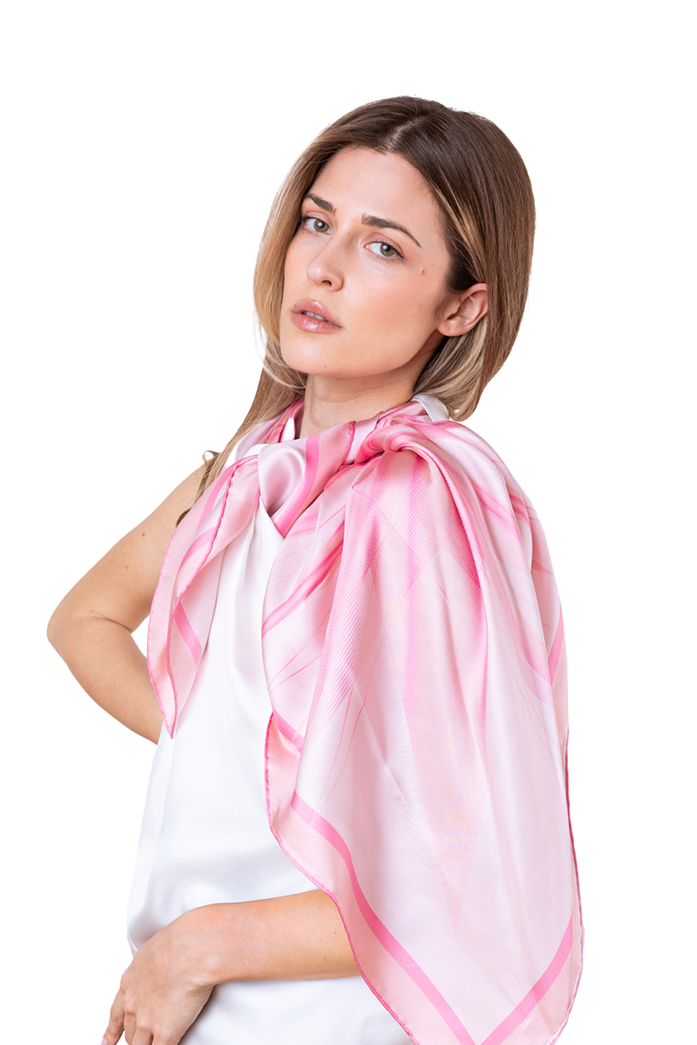 Pale Rose Pink Vega Printed Silk Scarf
