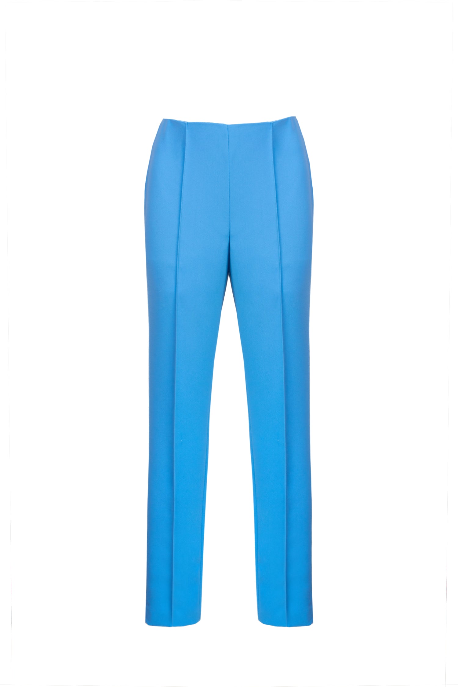 Pastel Blue Crepe Straight Leg Trousers