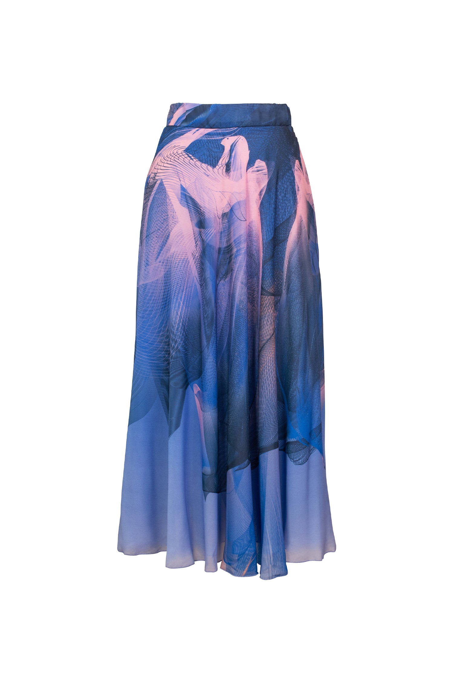 Pastel Blue Nile Custom Print Chiffon Skirt
