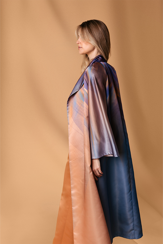 Peach Satin Mid Length Top Coat