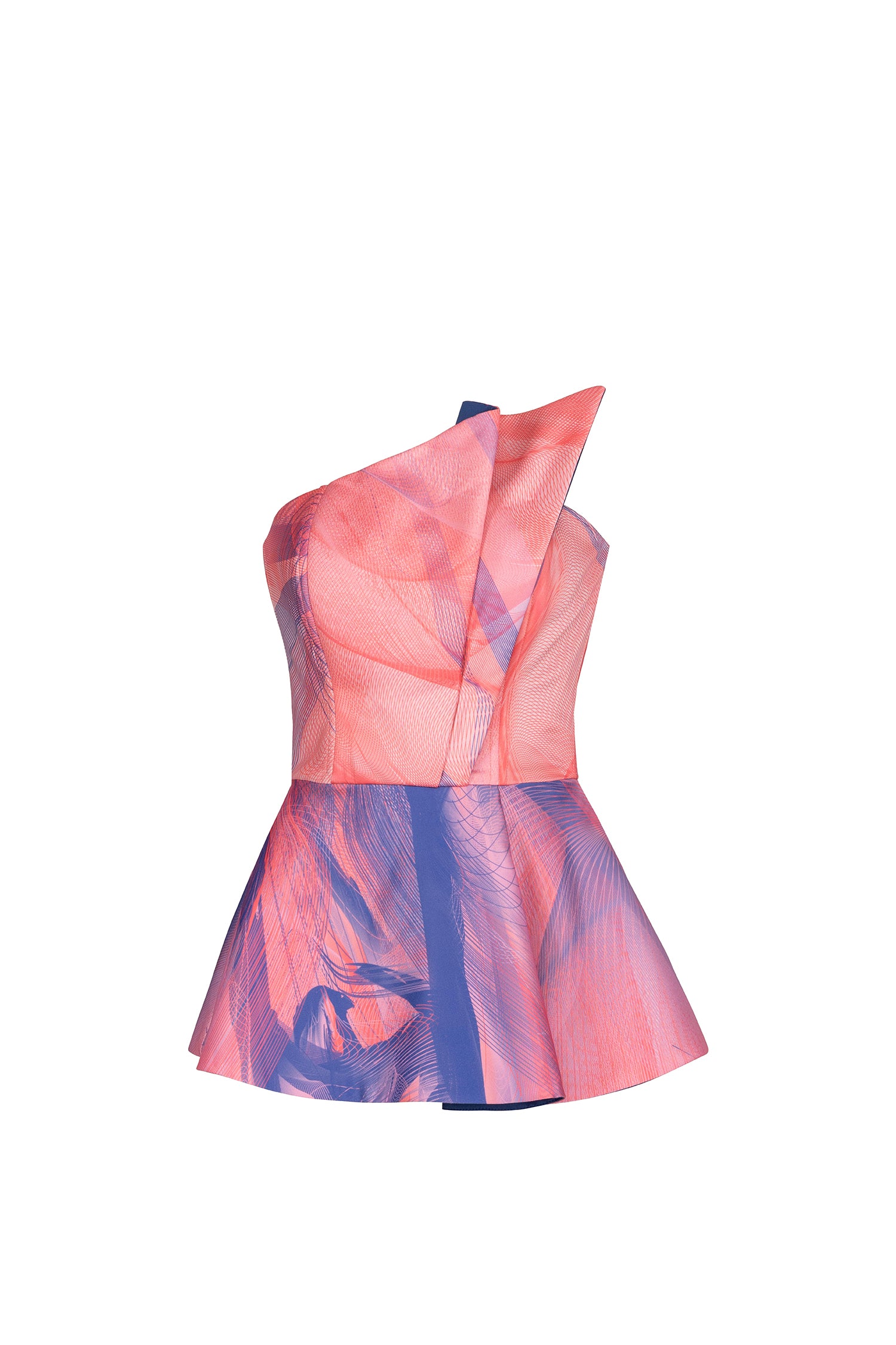 Pink Blue Satin Candy Sunset Print Corset