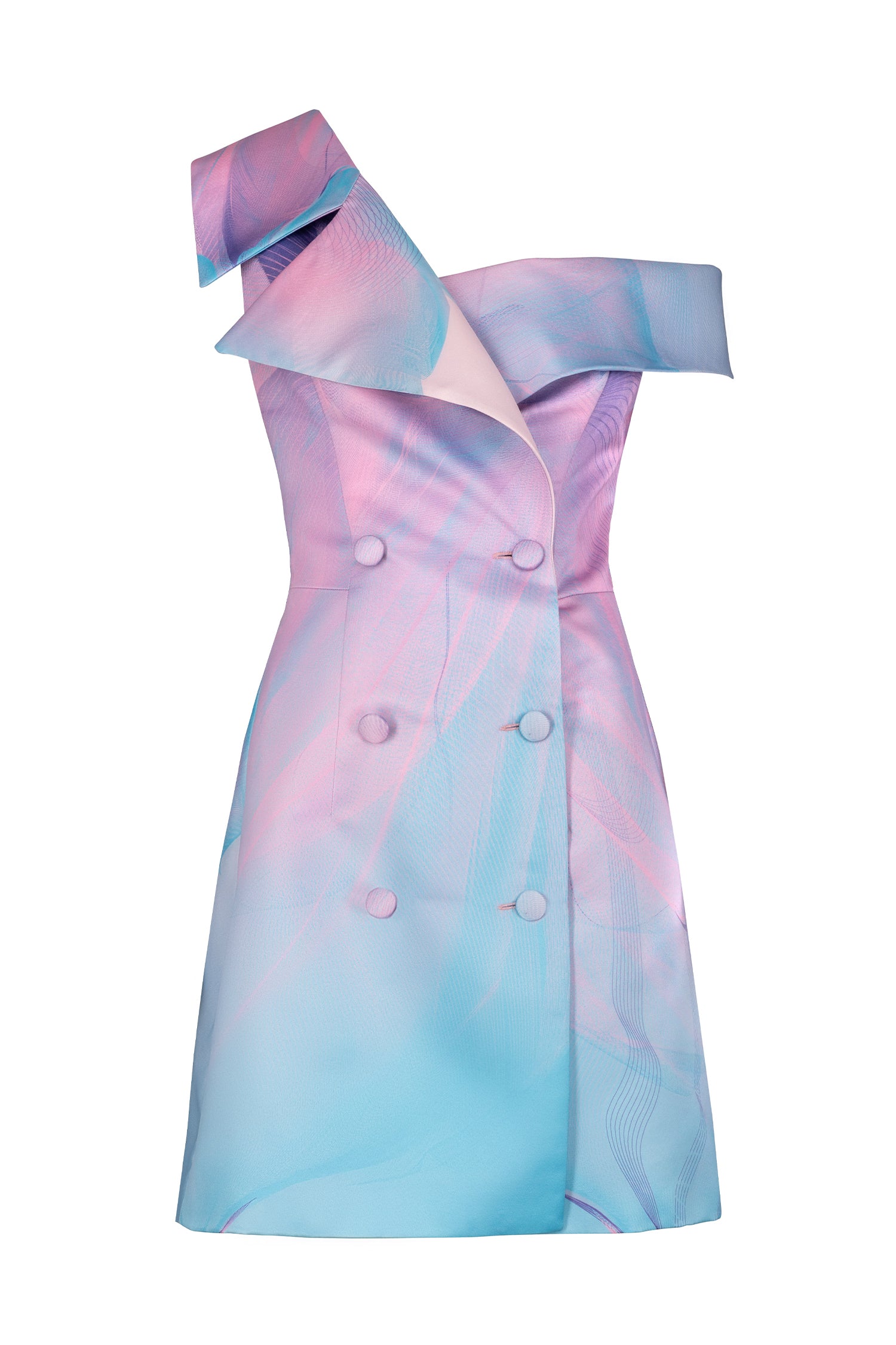 Pink Blue Sunset Multicolor Mini Suit Dress
