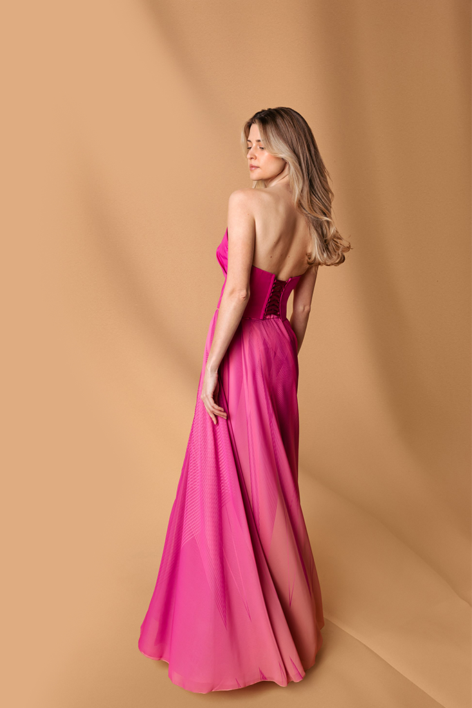 Pink Flowing Custom Print Chiffon Skirt