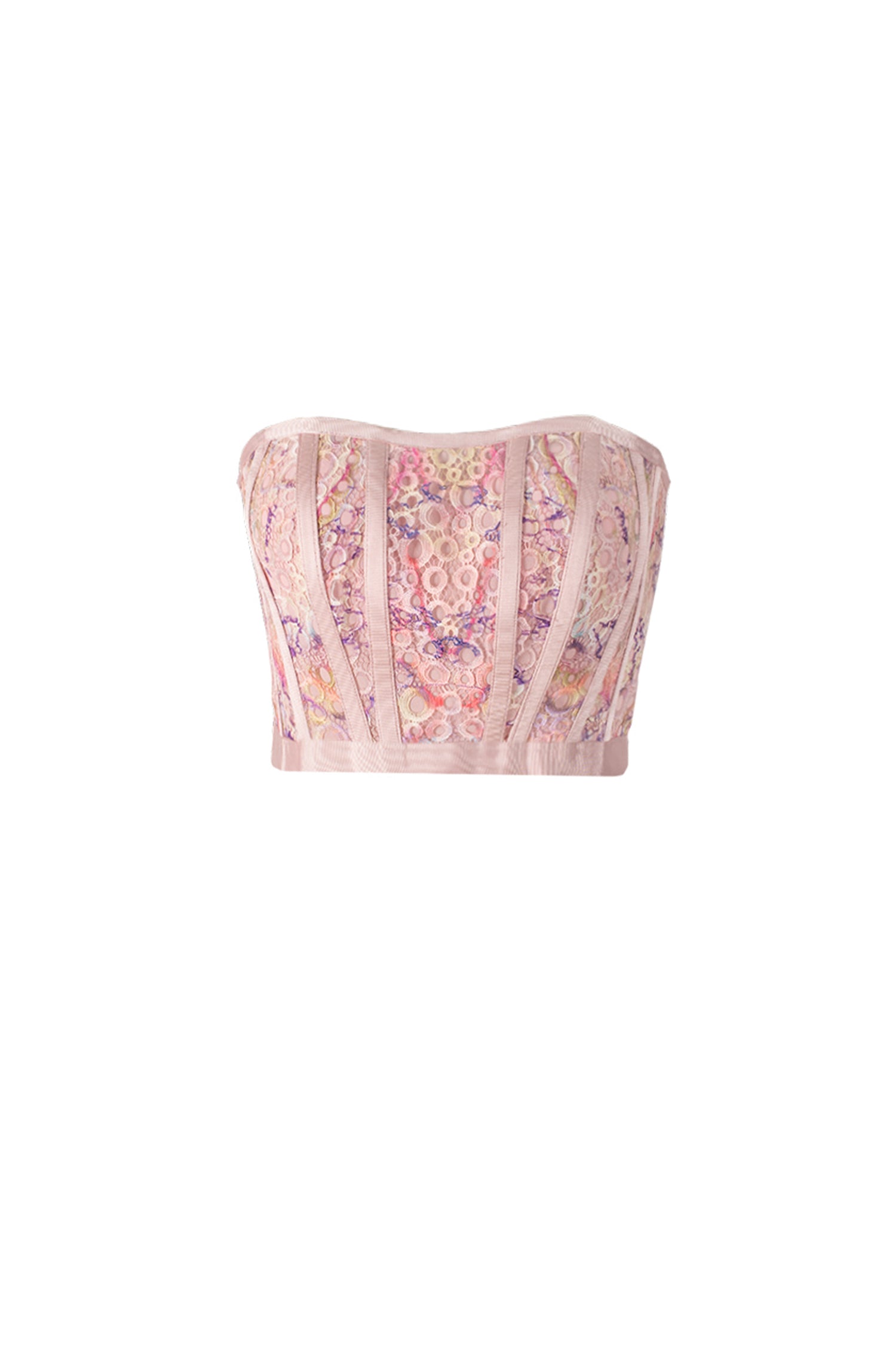 Pink Multicolor Laced Cinched Corset