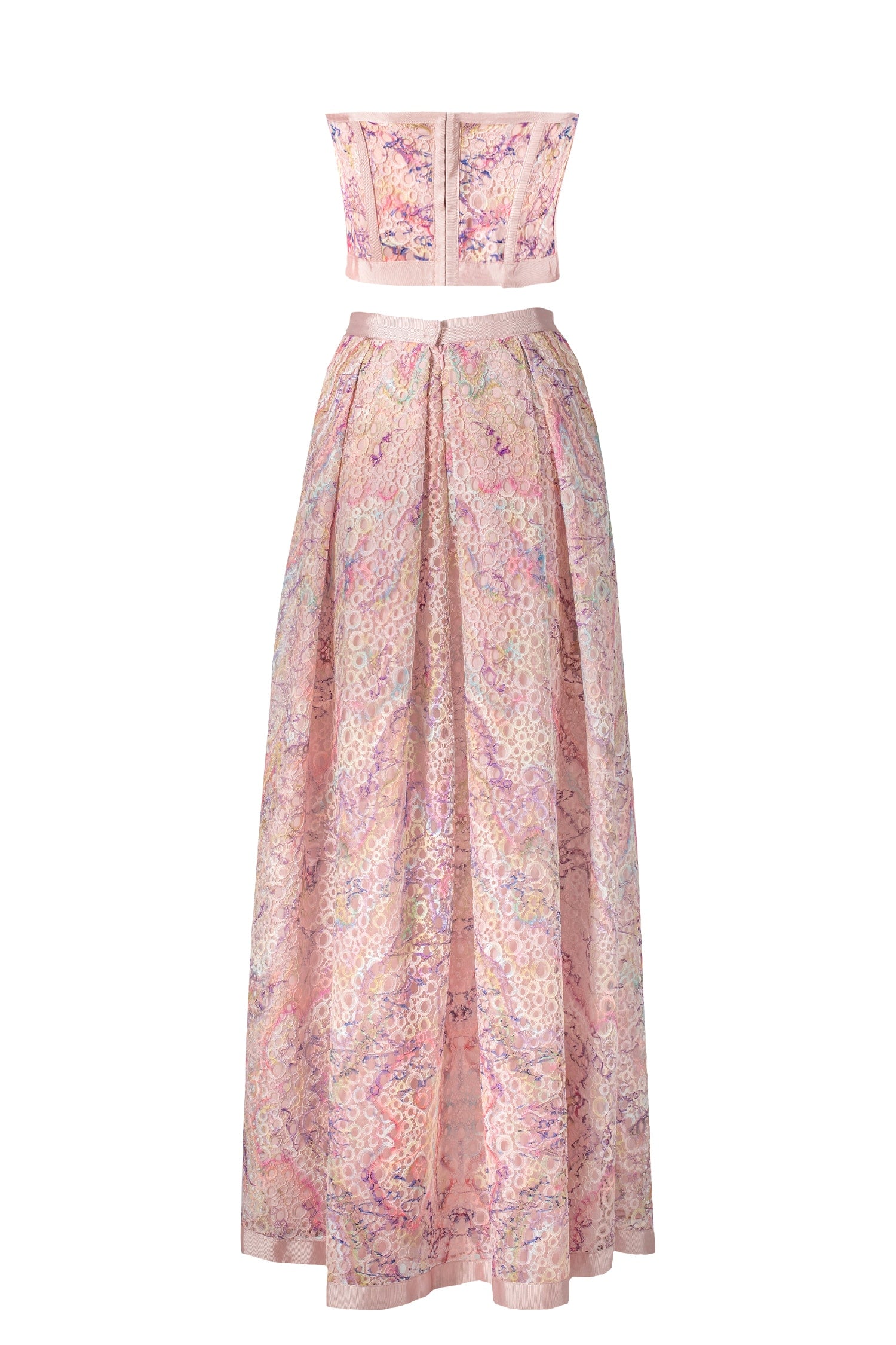 Pink Multicolor Laced Cinched Corset