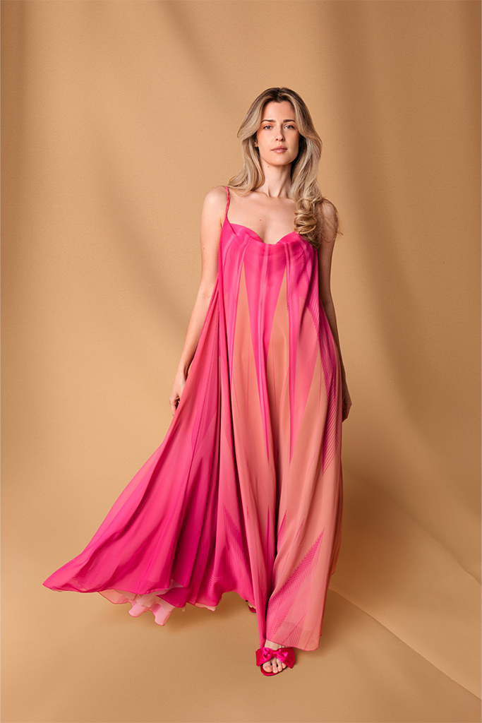 Pink Orange Summer Maxi Dress
