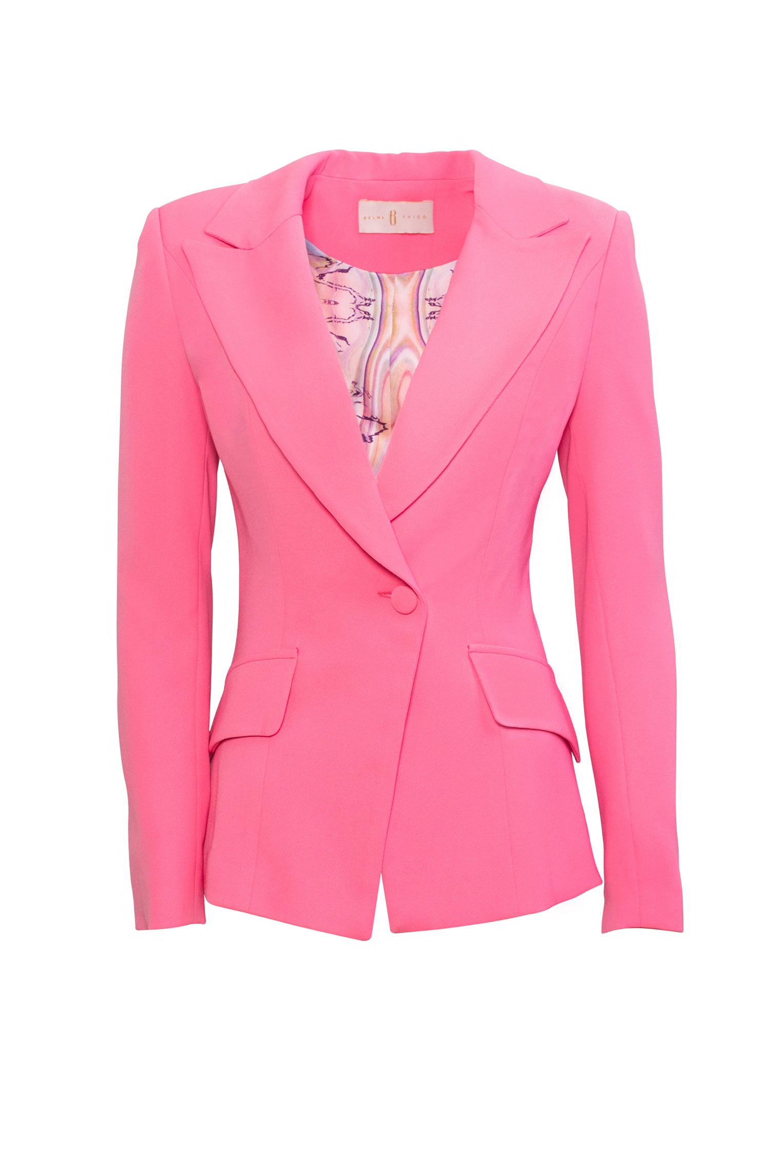 Pink Plunging V-neckline Blazer