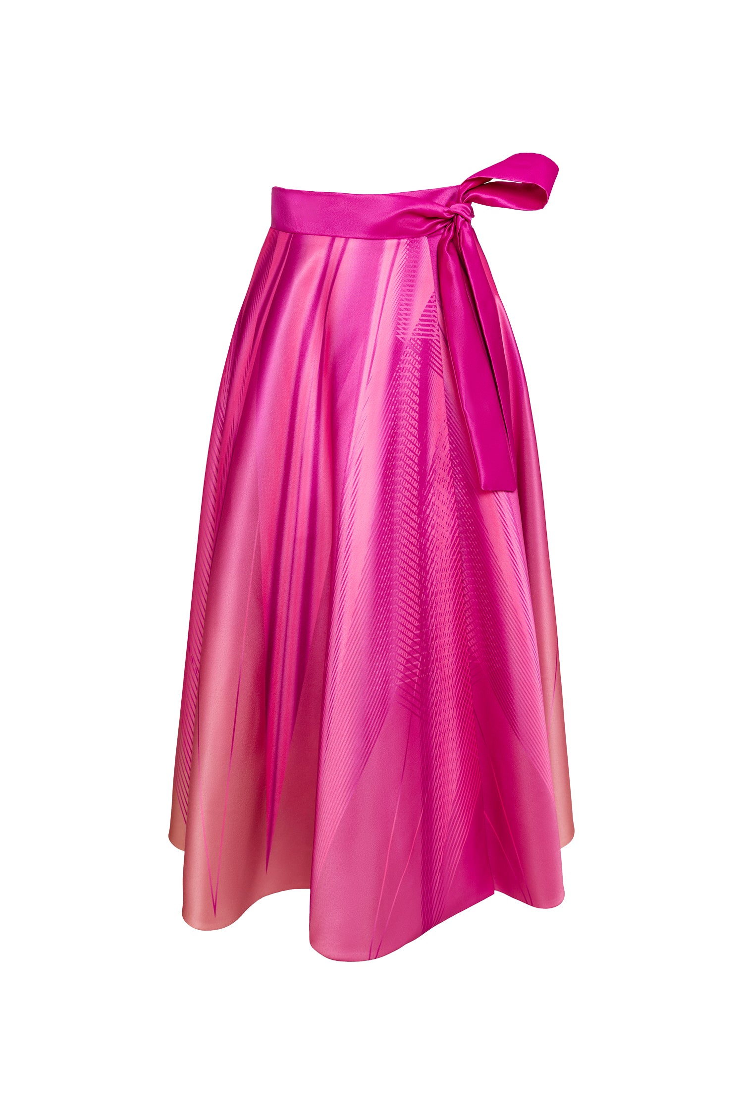Pink Satin Duchesse Mid Length Skirt