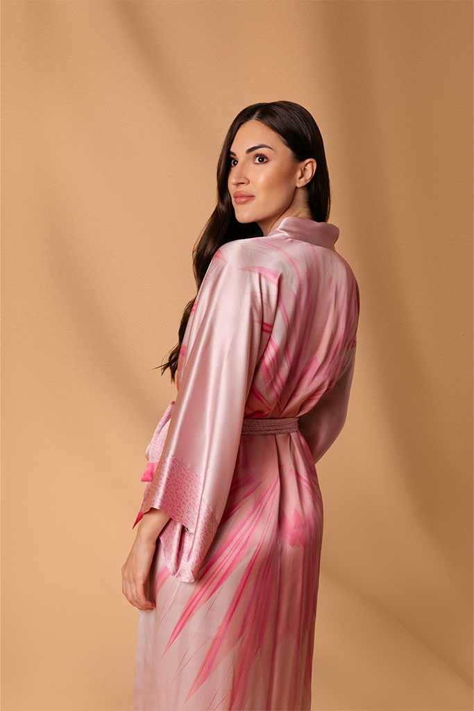 Pink Vega Kimono Silk Dress