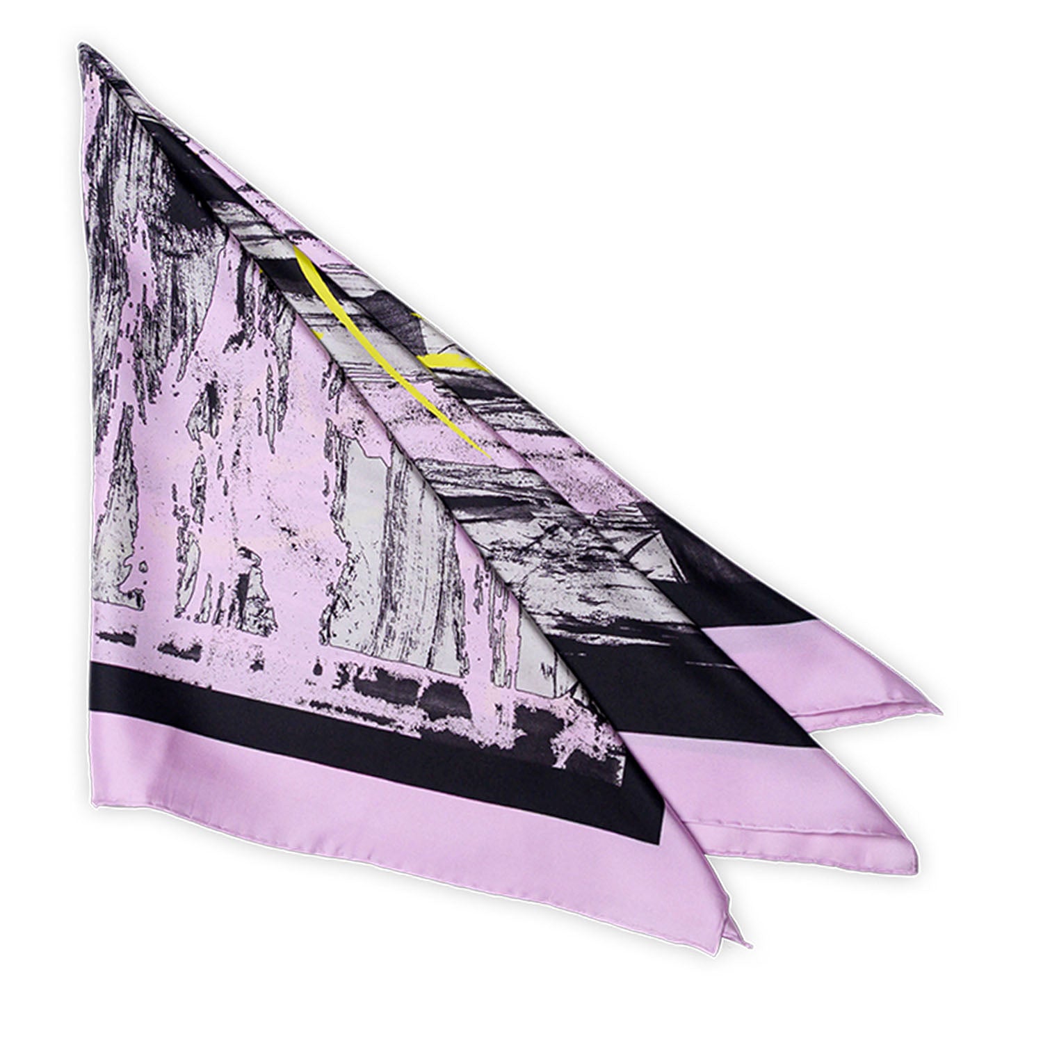 Pink Yellow Black Lines Bosančica Silk Scarf