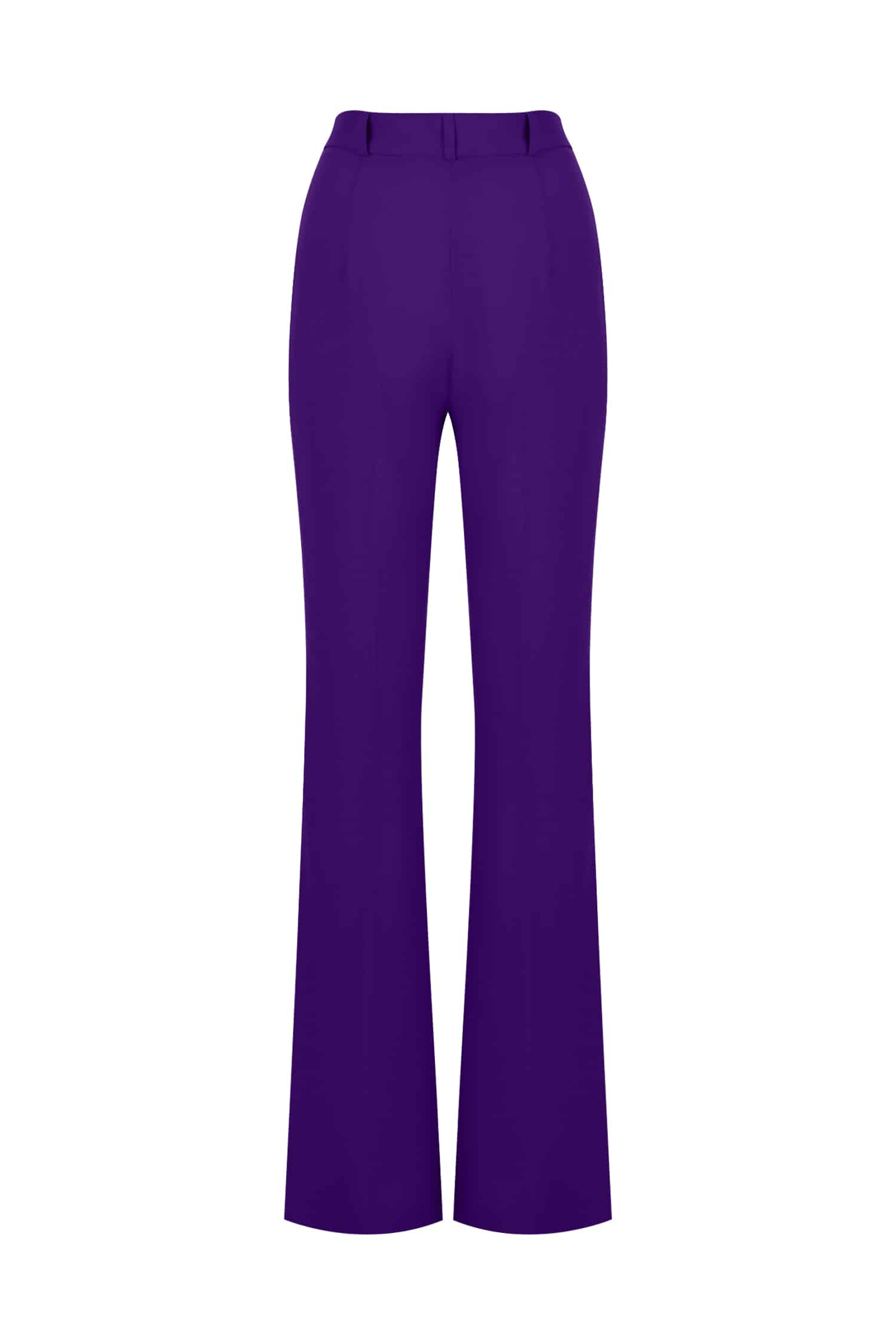 Purple Crepe Tailored Leg Trousers
