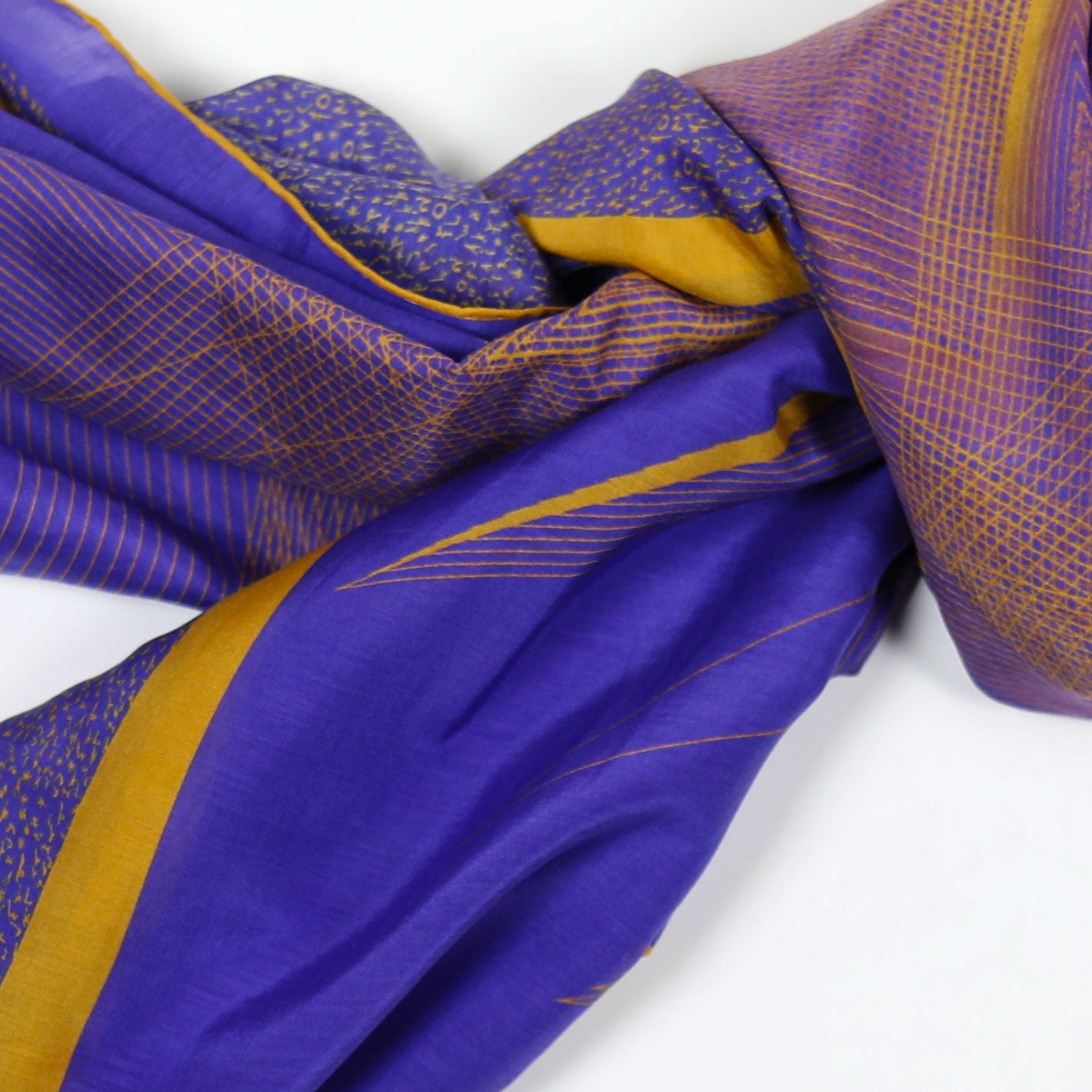 Purple Gold Ariel Cotton Silk Pareo Scarf