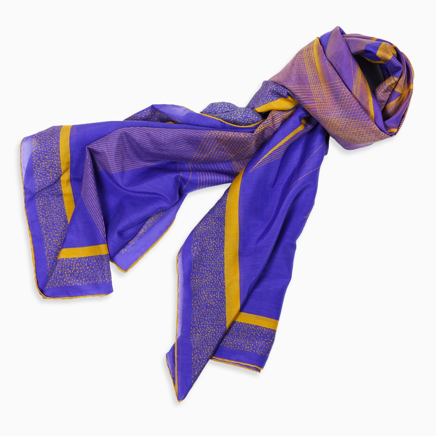 Purple Gold Ariel Cotton Silk Pareo Scarf
