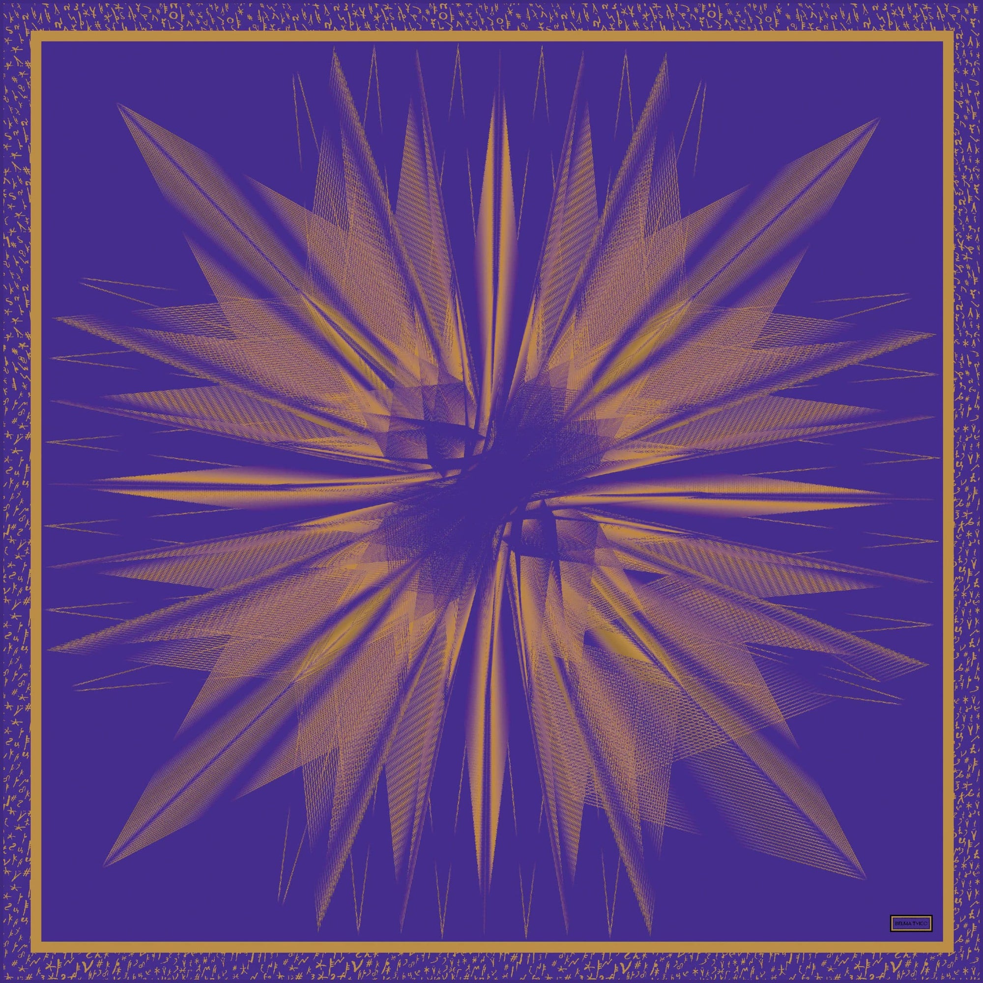 Purple Gold Ariel Printed Silk Scarf