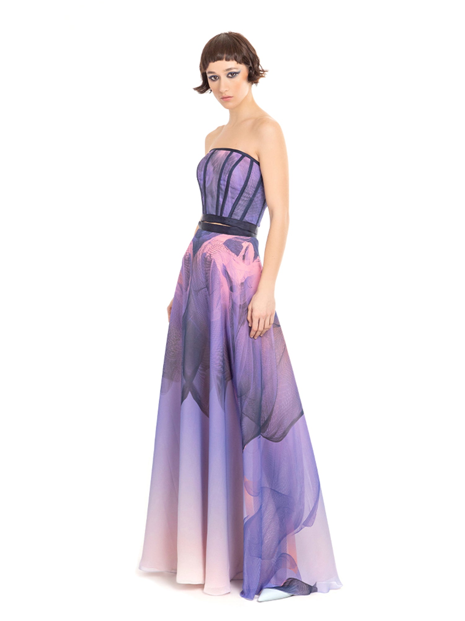Purple Multicolor Custom Print Corset Bodice