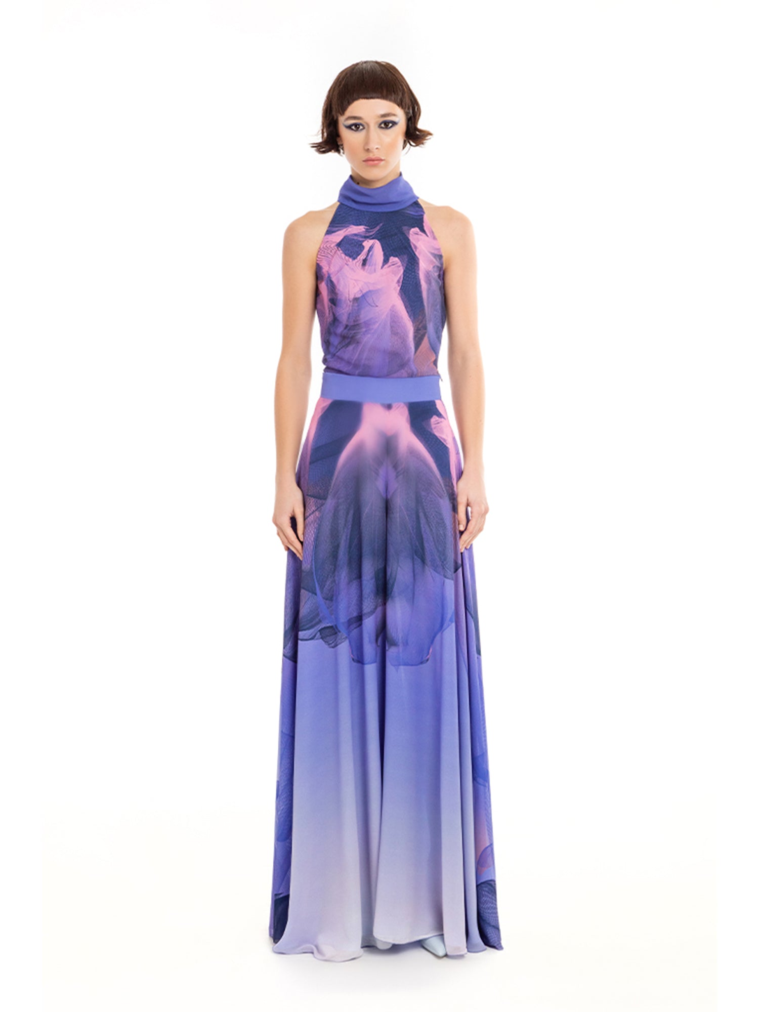Purple Pink Chiffon Nile Wide Leg Trousers
