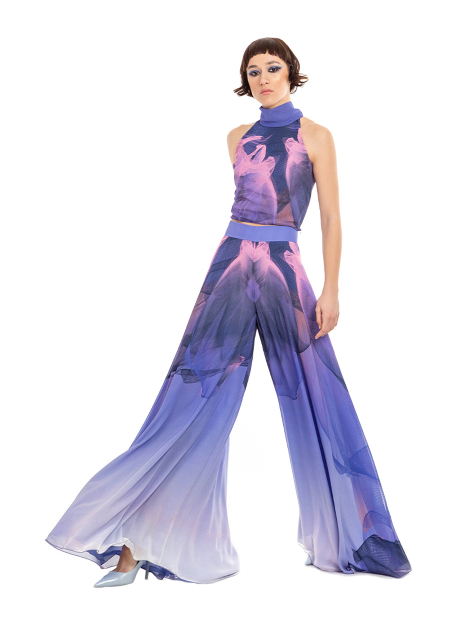 Purple Pink Chiffon Nile Wide Leg Trousers