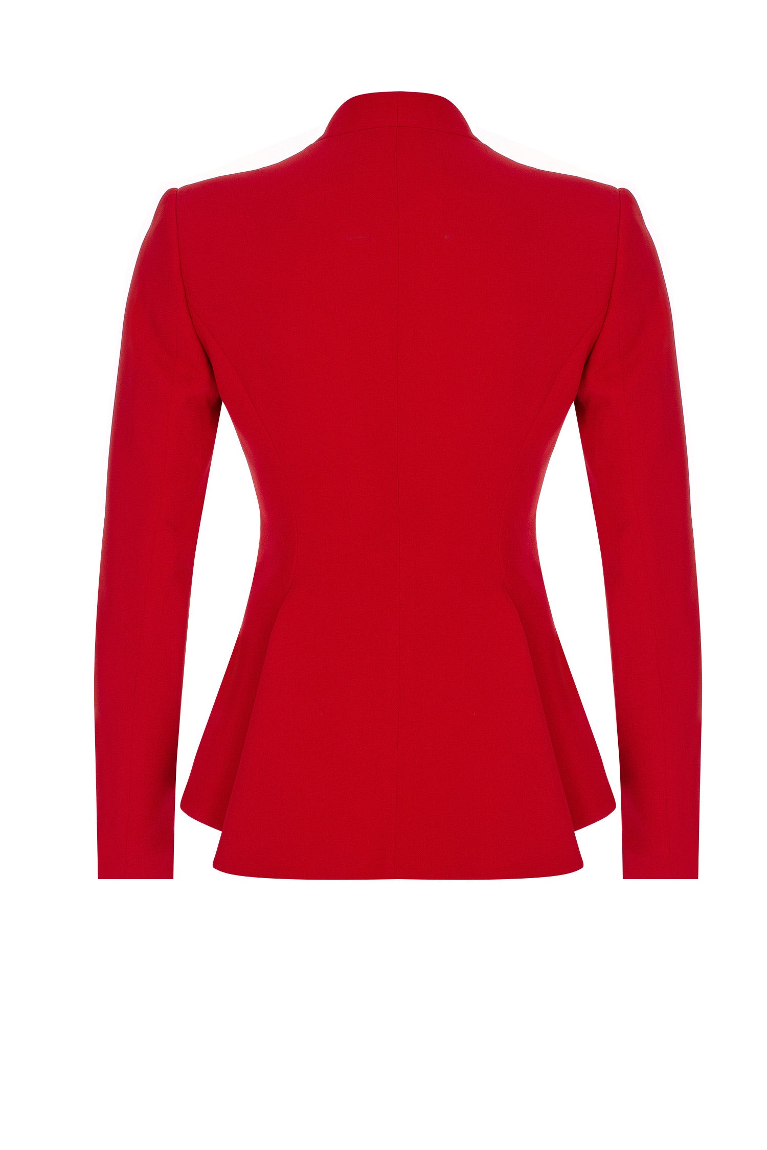 Red Crepe Naida Kundurović Hip Length Cinched Blazer Suit