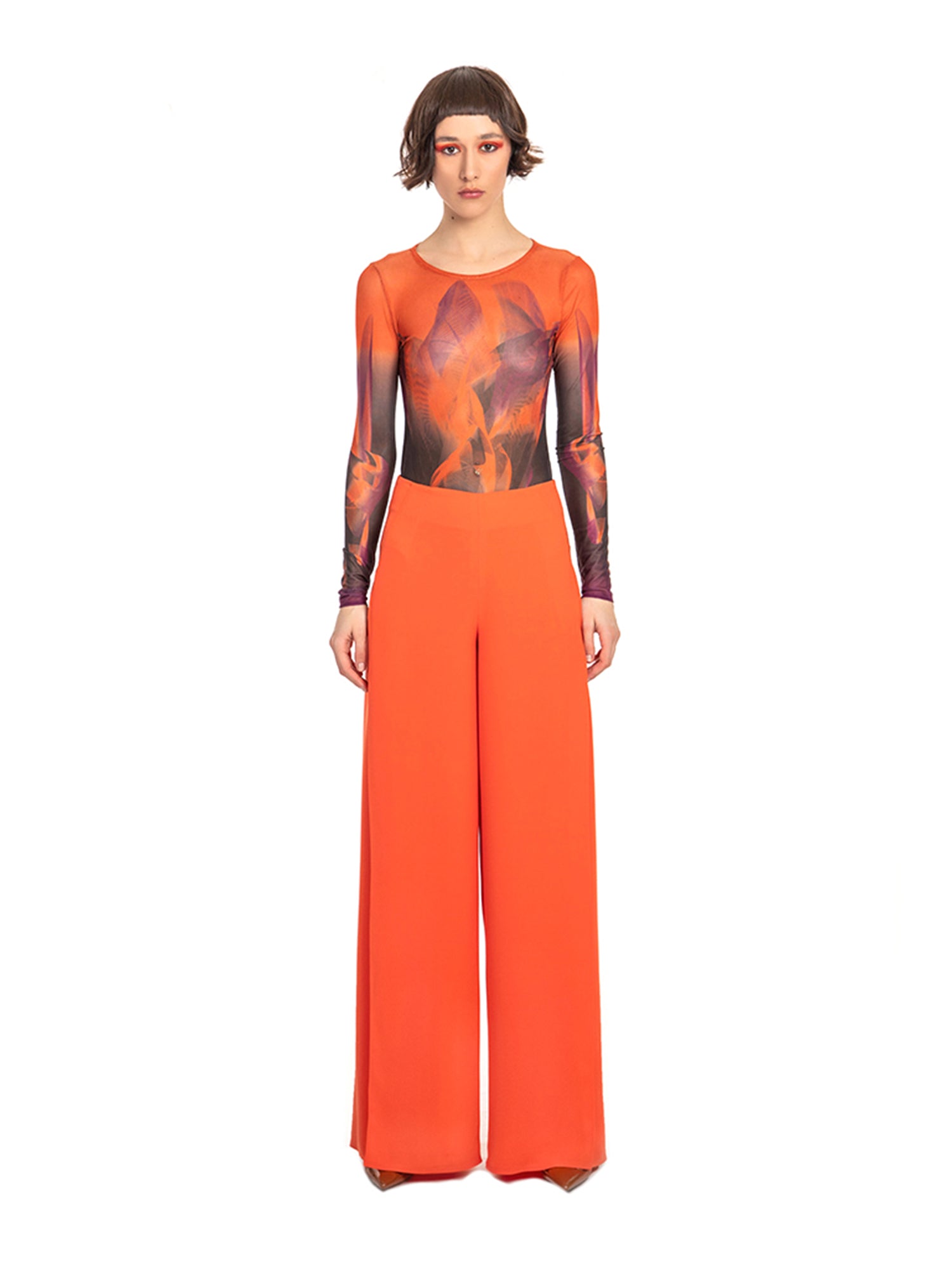 Red Flame Sheer Custom Print Bodysuit