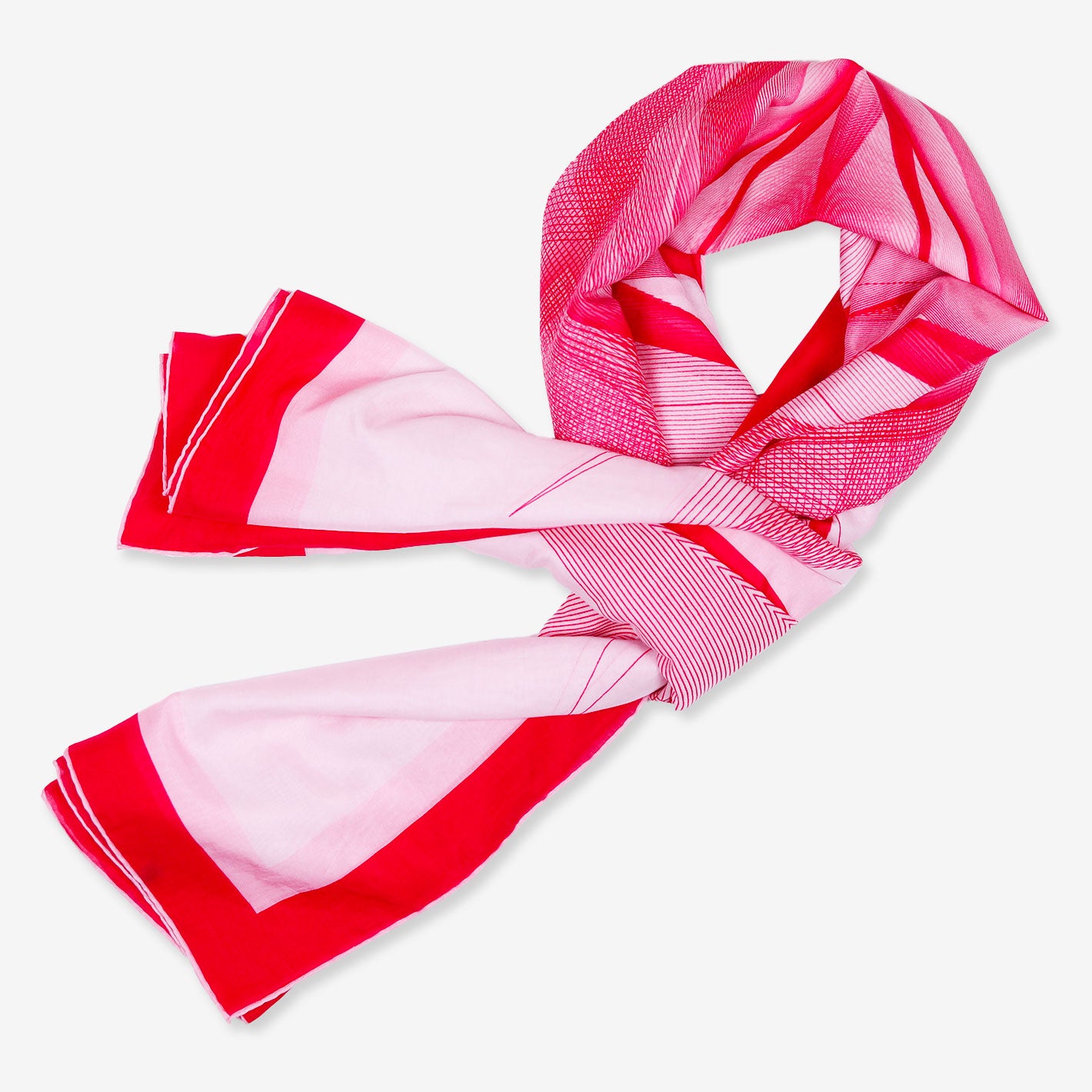 Red Ivory White Orion Cotton Silk Pareo Scarf