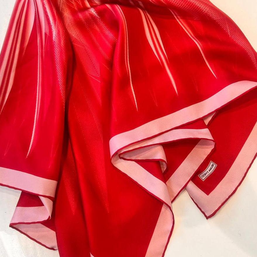 Red Ivory White Orion Printed Silk Scarf